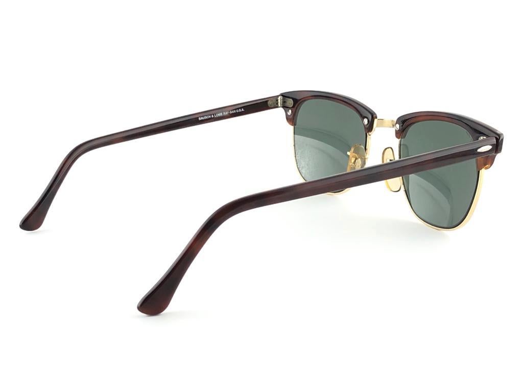 Mint Ray Ban Clubmaster Tortoise & Gold Edition G15 Lens B&L USA 80's Sunglasses In New Condition In Baleares, Baleares