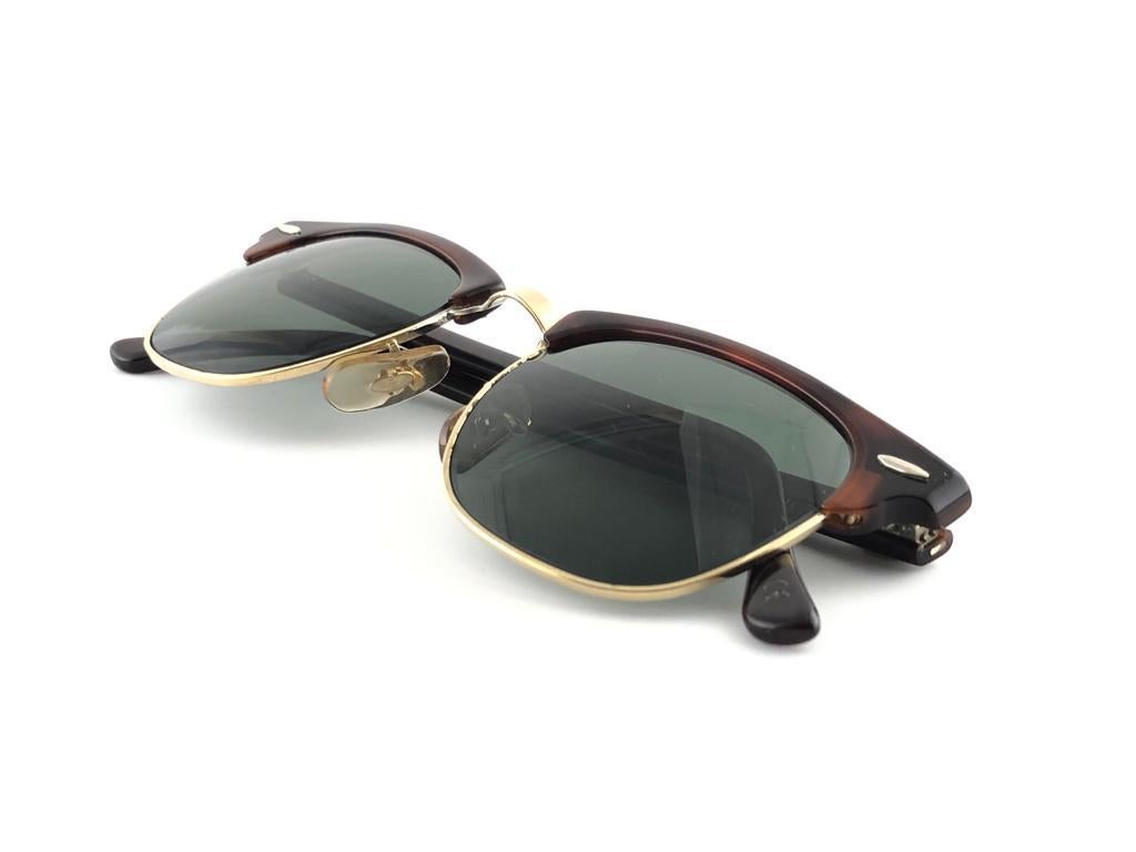 Women's Mint Ray Ban Clubmaster Tortoise & Gold Edition G15 Lens B&L USA 80's Sunglasses