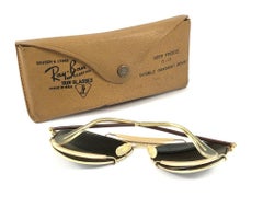 Nuovi occhiali da sole Ray Ban Deep Freeze con doppio specchio in oro 12 carati da collezione USA