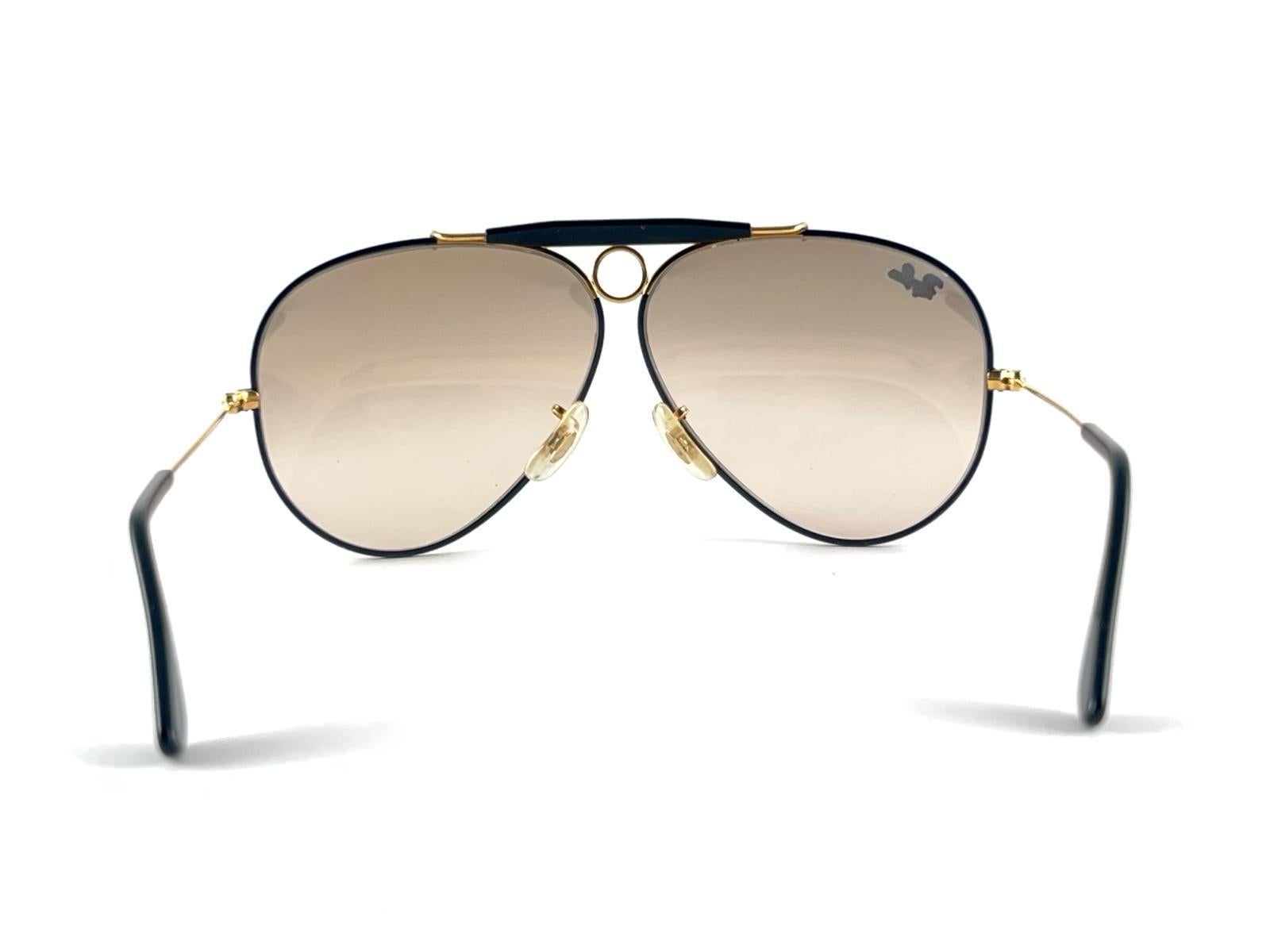 New Ray Ban Precious Metals 24K Gold & Black Shooter 62Mm USA Sunglasses For Sale 6