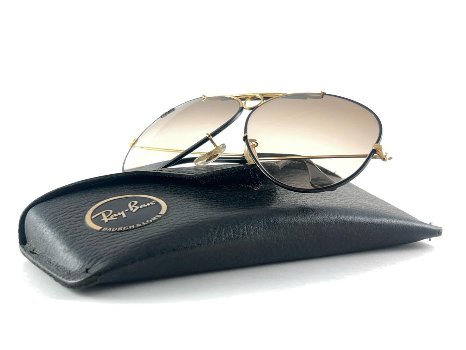 New Ray Ban Precious Metals 24K Gold & Black Shooter 62Mm USA Sunglasses For Sale 7