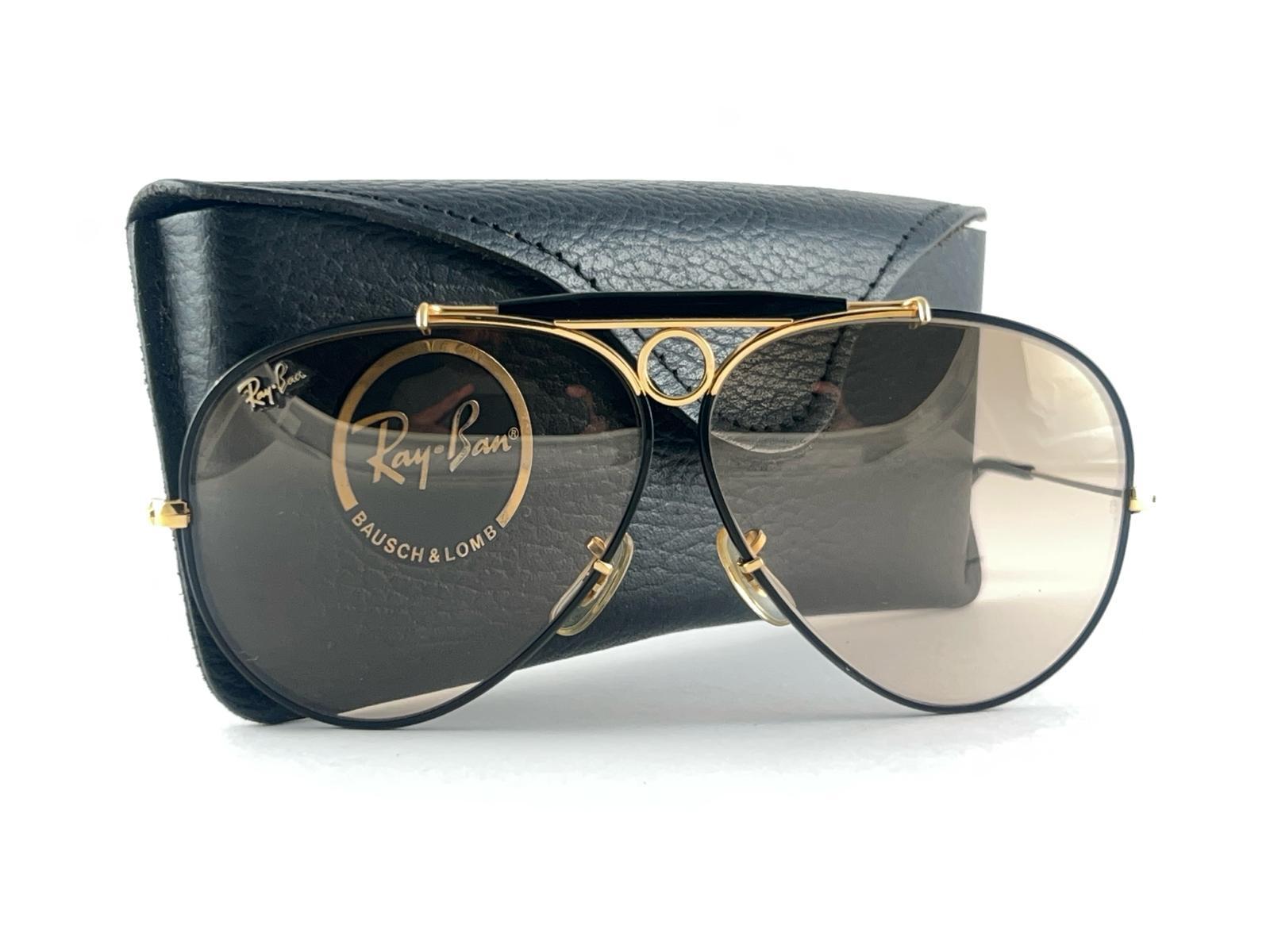 New Ray Ban Precious Metals 24K Gold & Black Shooter 62Mm USA Sunglasses For Sale 9