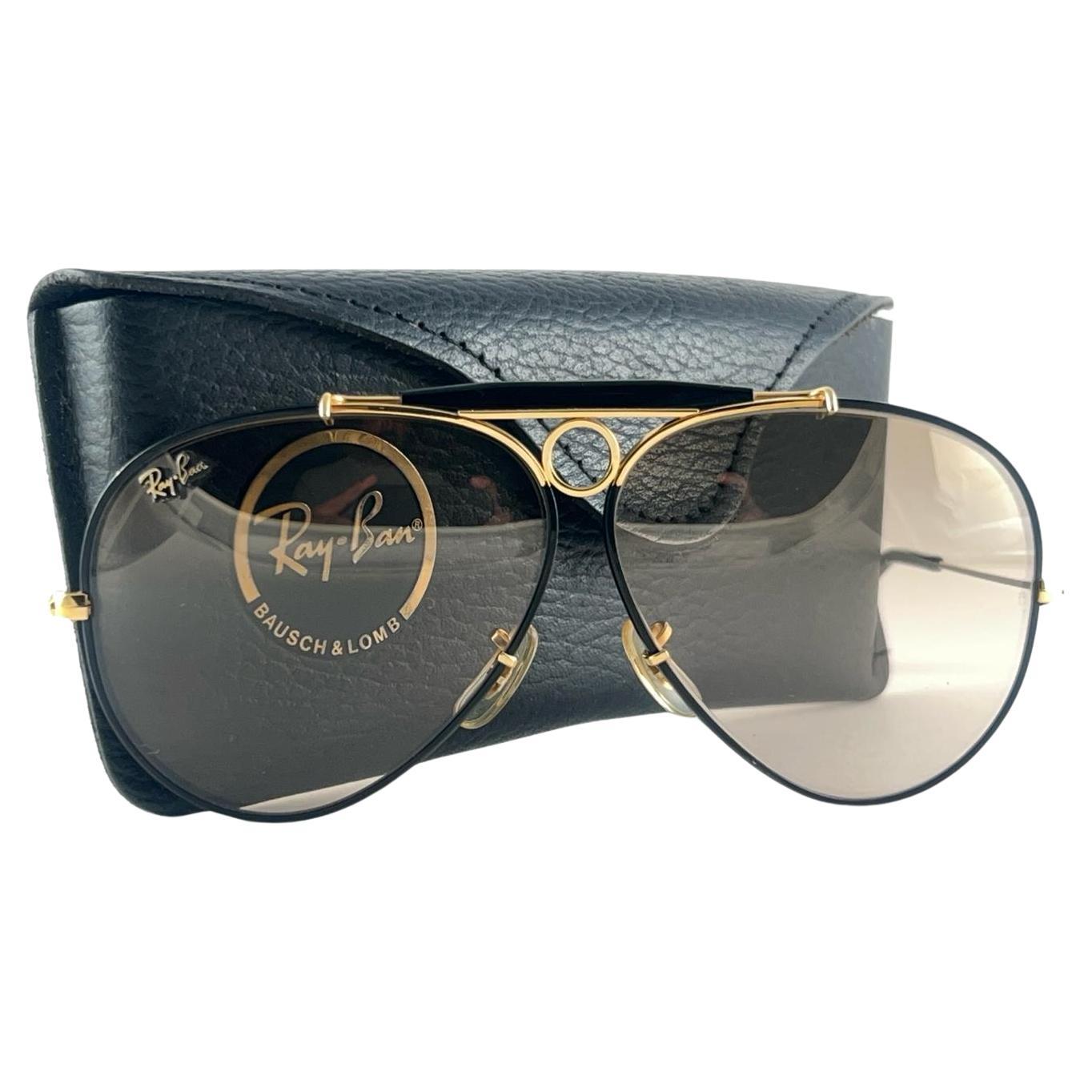 New Ray Ban Precious Metals 24K Gold & Black Shooter 62Mm USA Sunglasses For Sale