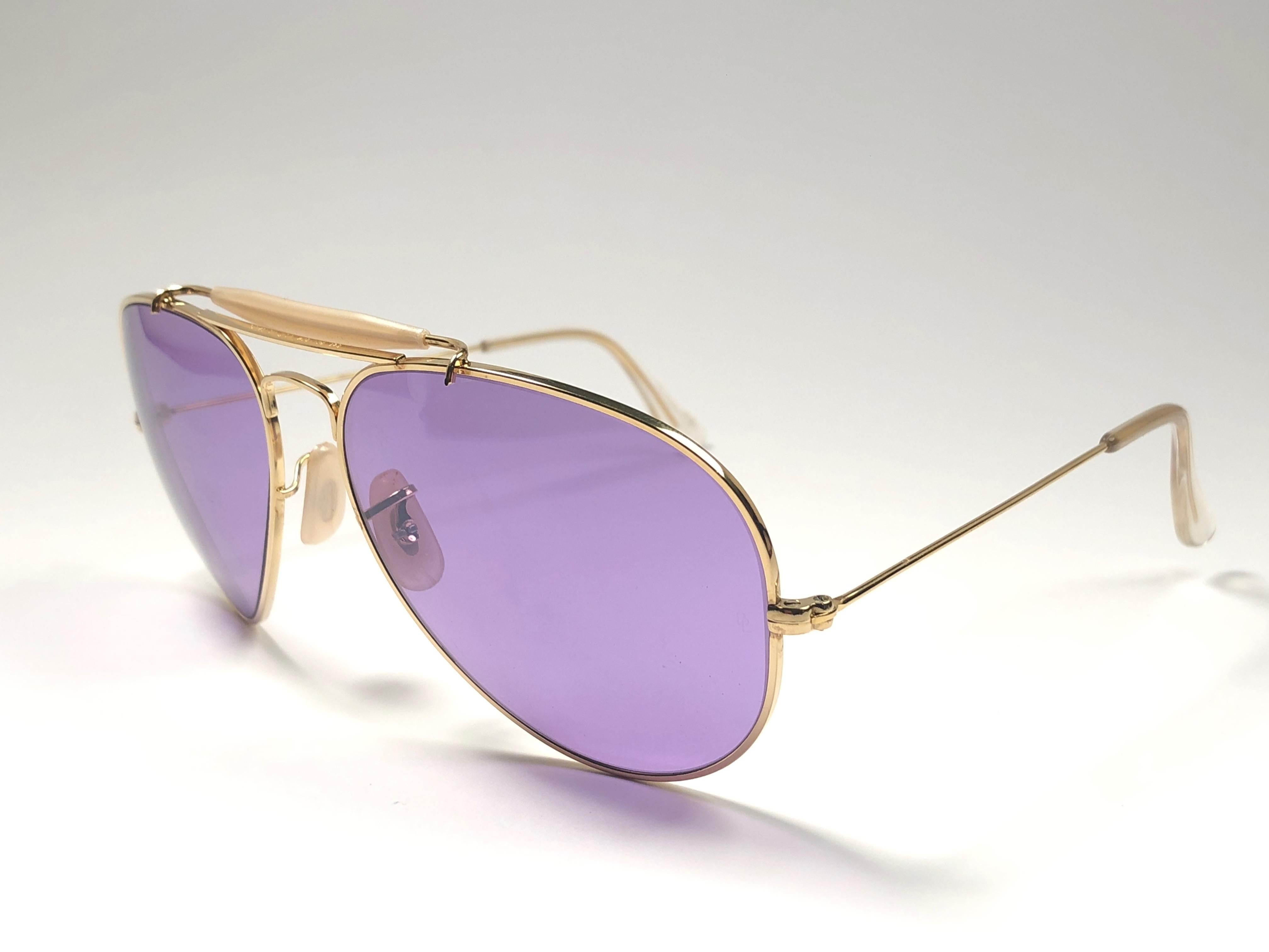 Black New Ray Ban Purple Chromax 62Mm Outdoorsman Collectors Item USA Sunglasses