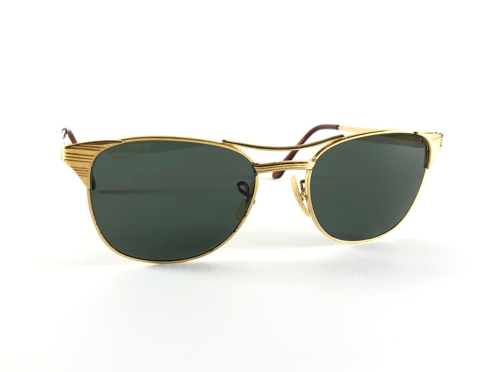 Gafas de sol vintage Ray Ban Signet Gold Classic Made in USA Años 80 Gris