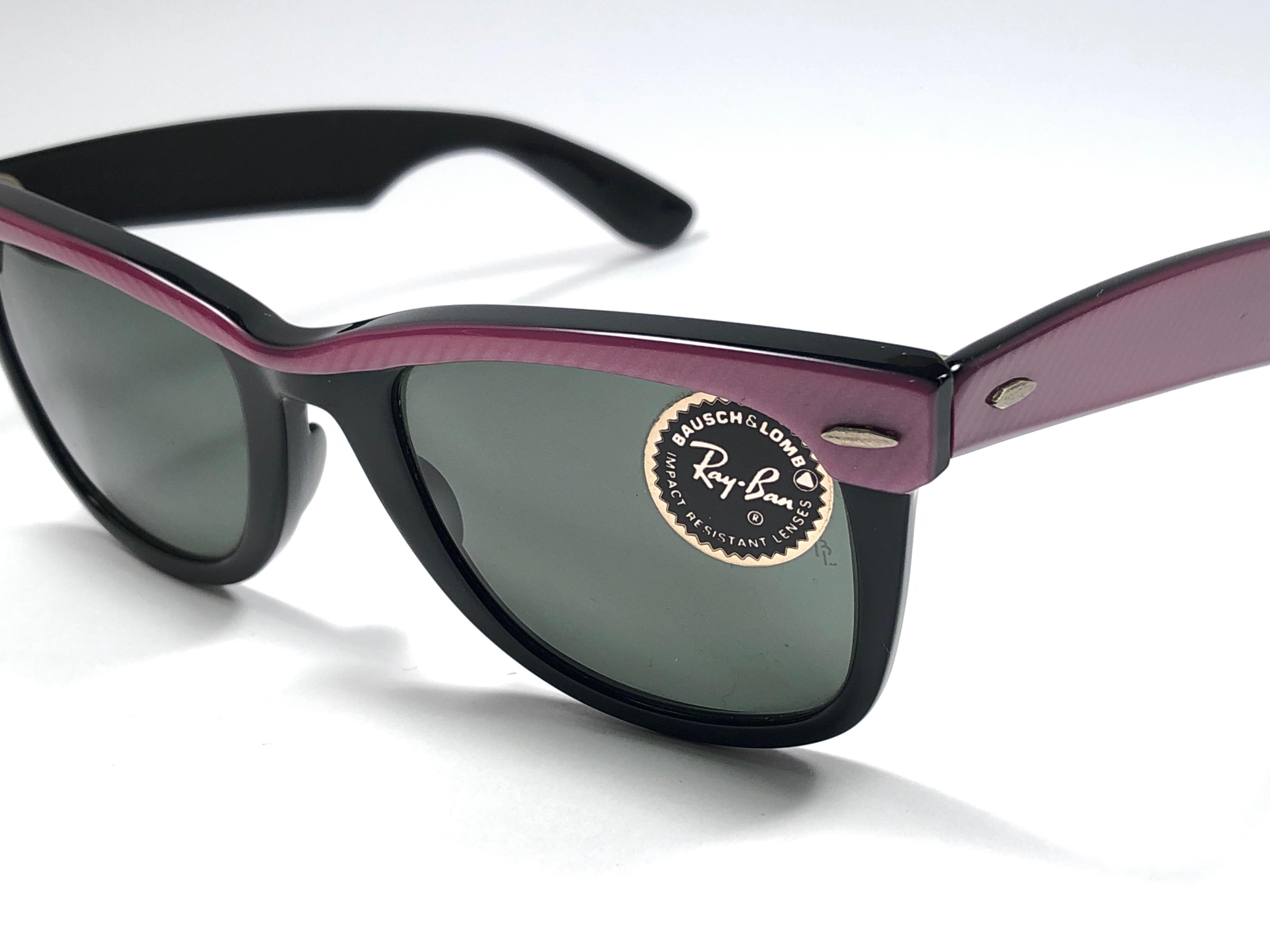 Women's New Ray Ban The Wayfarer Candy Pink / Black B&L Grey Lenses USA 80's Sunglasses