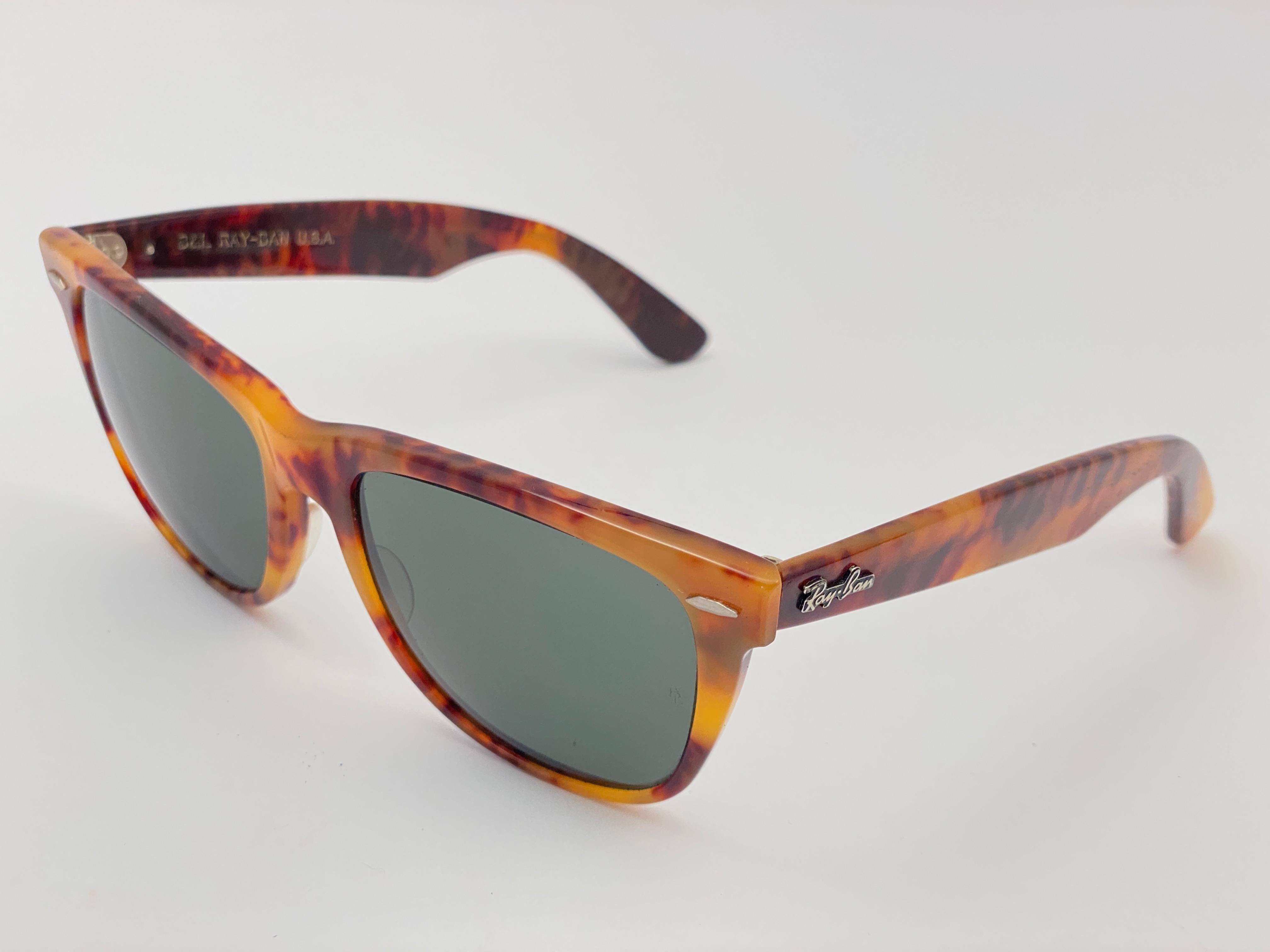 New Ray Ban The Wayfarer II Medium Tortoise G15 Grey Lenses USA 80's Sunglasses In New Condition In Baleares, Baleares