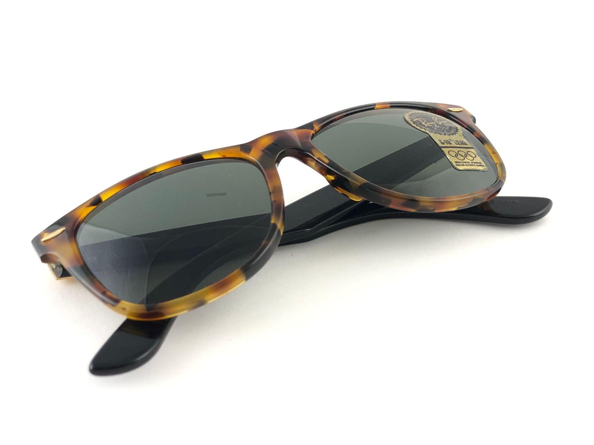 New Ray Ban The Wayfarer II Tortoise G15 Grey Lenses USA 80's Sunglasses 4