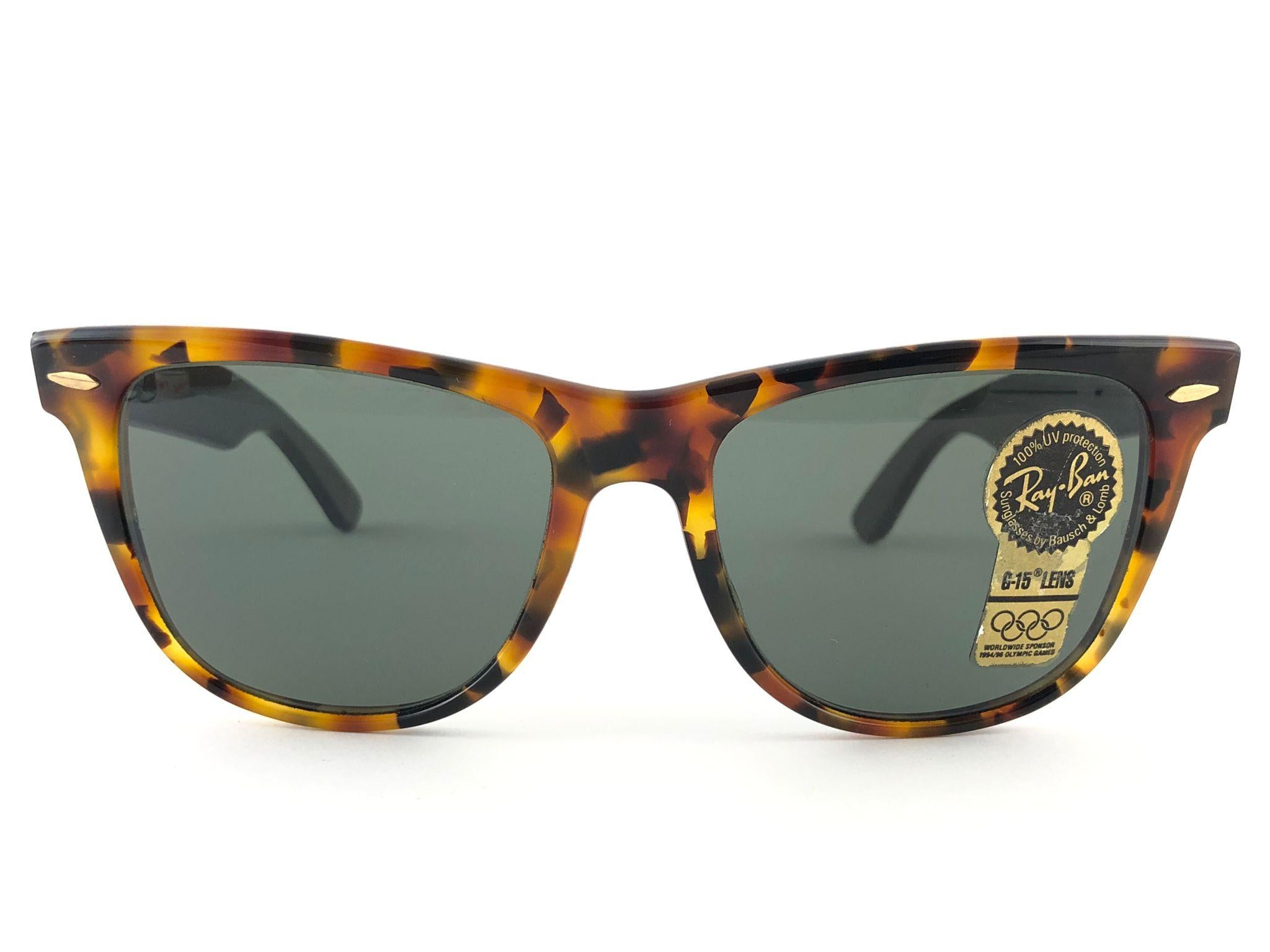 New Ray Ban The Wayfarer II Tortoise G15 Grey Lenses USA 80's Sunglasses 5