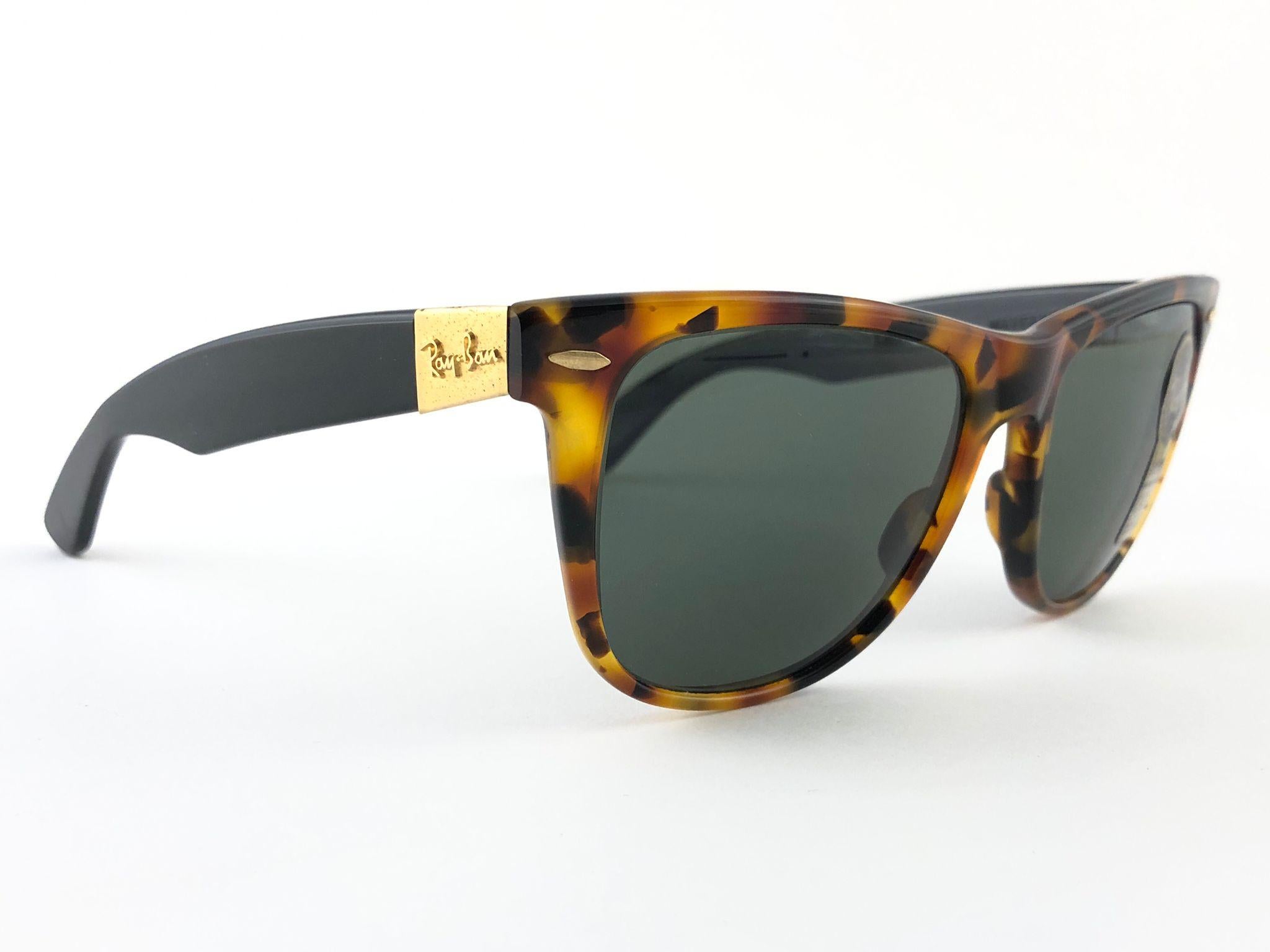 Gray New Ray Ban The Wayfarer II Tortoise G15 Grey Lenses USA 80's Sunglasses