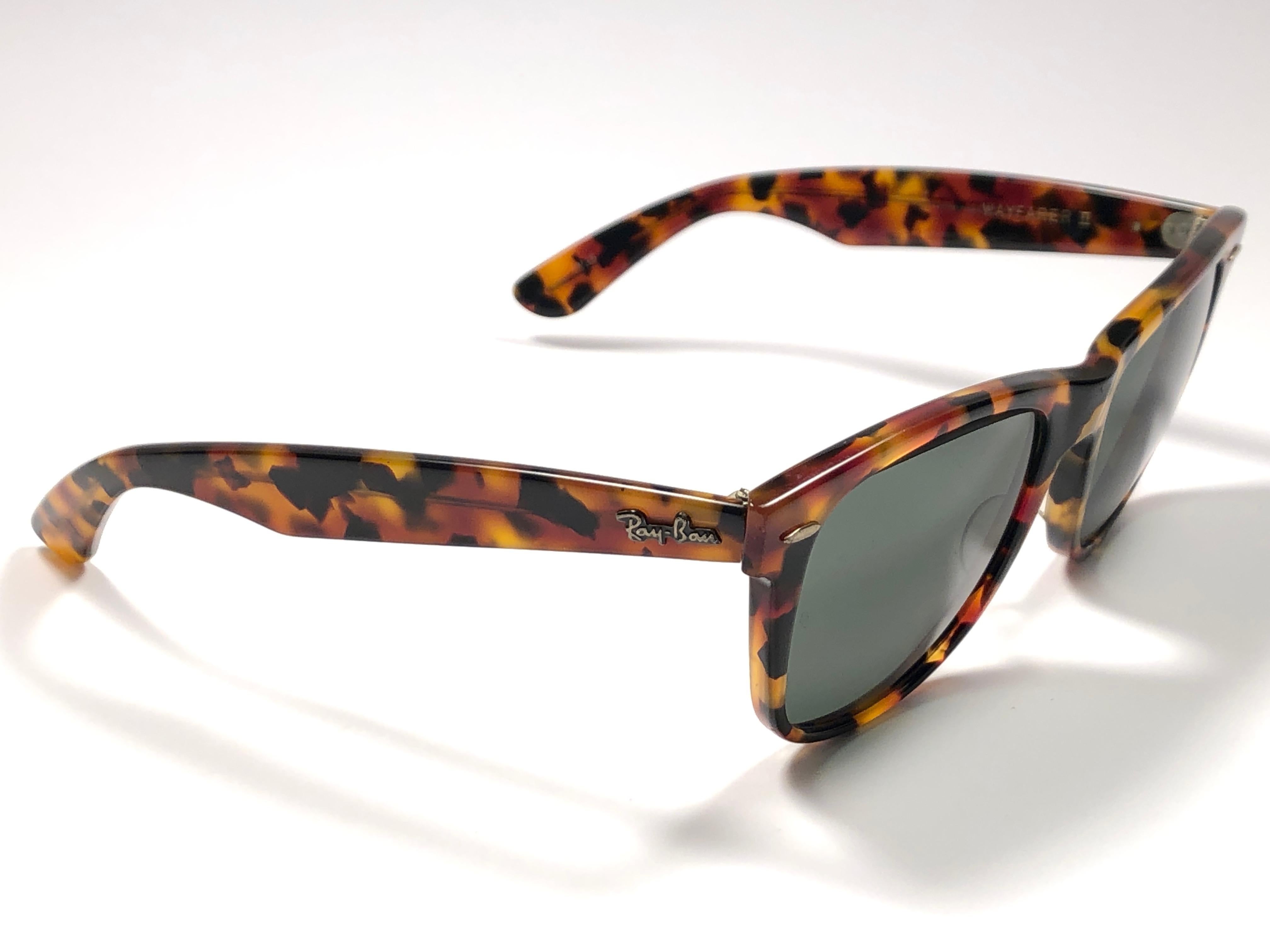 New Ray Ban The Wayfarer II Tortoise G15 Grey Lenses USA 80's Sunglasses In New Condition In Baleares, Baleares