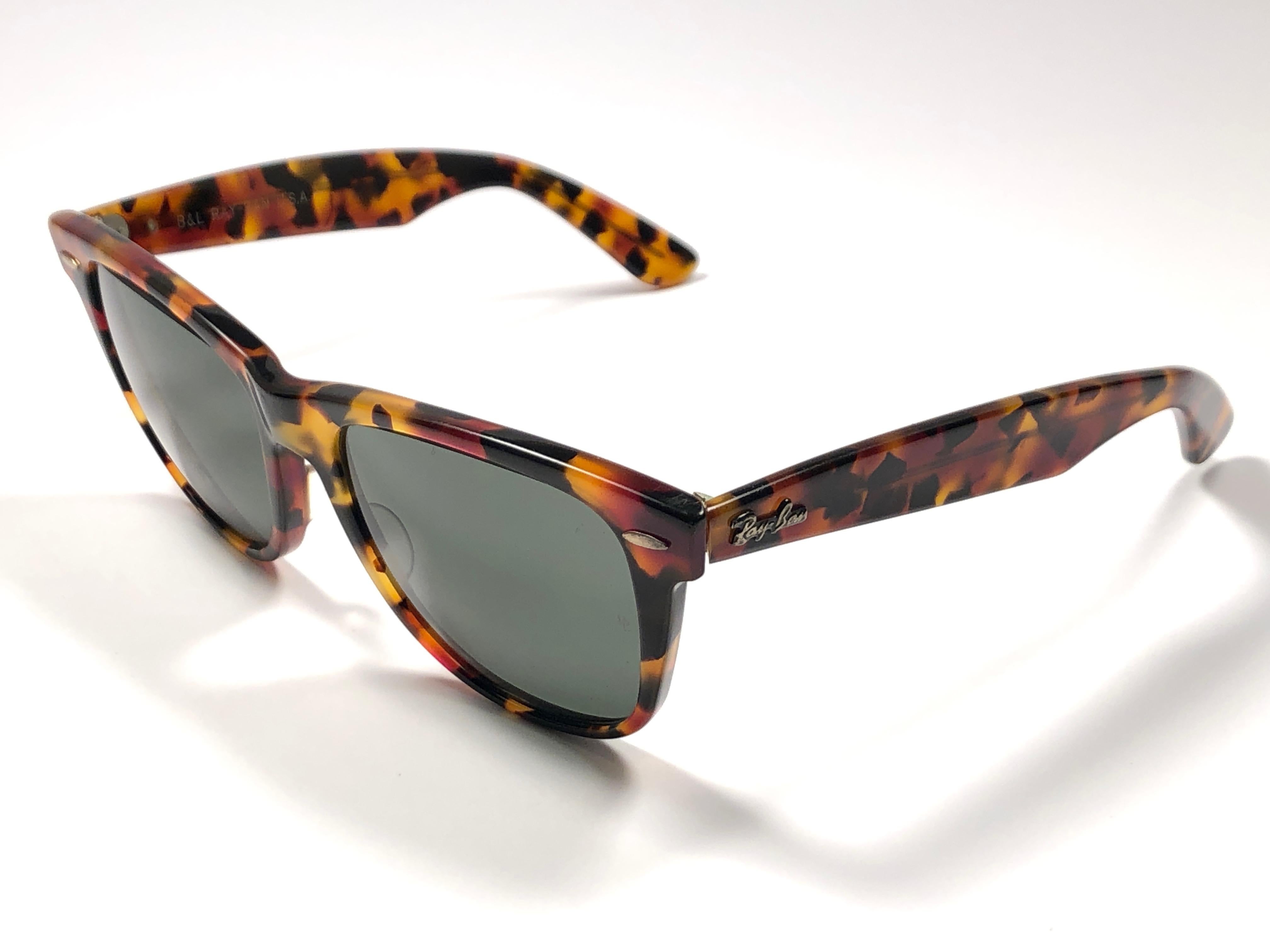 New Ray Ban The Wayfarer II Tortoise G15 Grey Lenses USA 80's Sunglasses 1