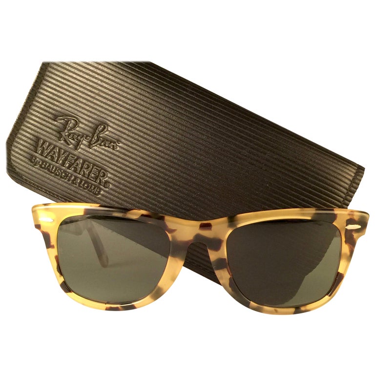New Ray Ban The Wayfarer Light Tortoise G15 Grey Lenses USA 80's Sunglasses  at 1stDibs
