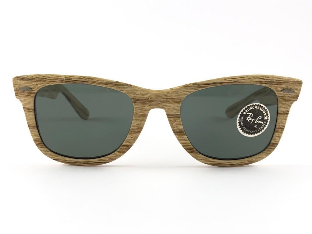 New Ray Ban The Wayfarer Woodies Driftwood Edition Collector USA 80's Sunglasses For Sale 2