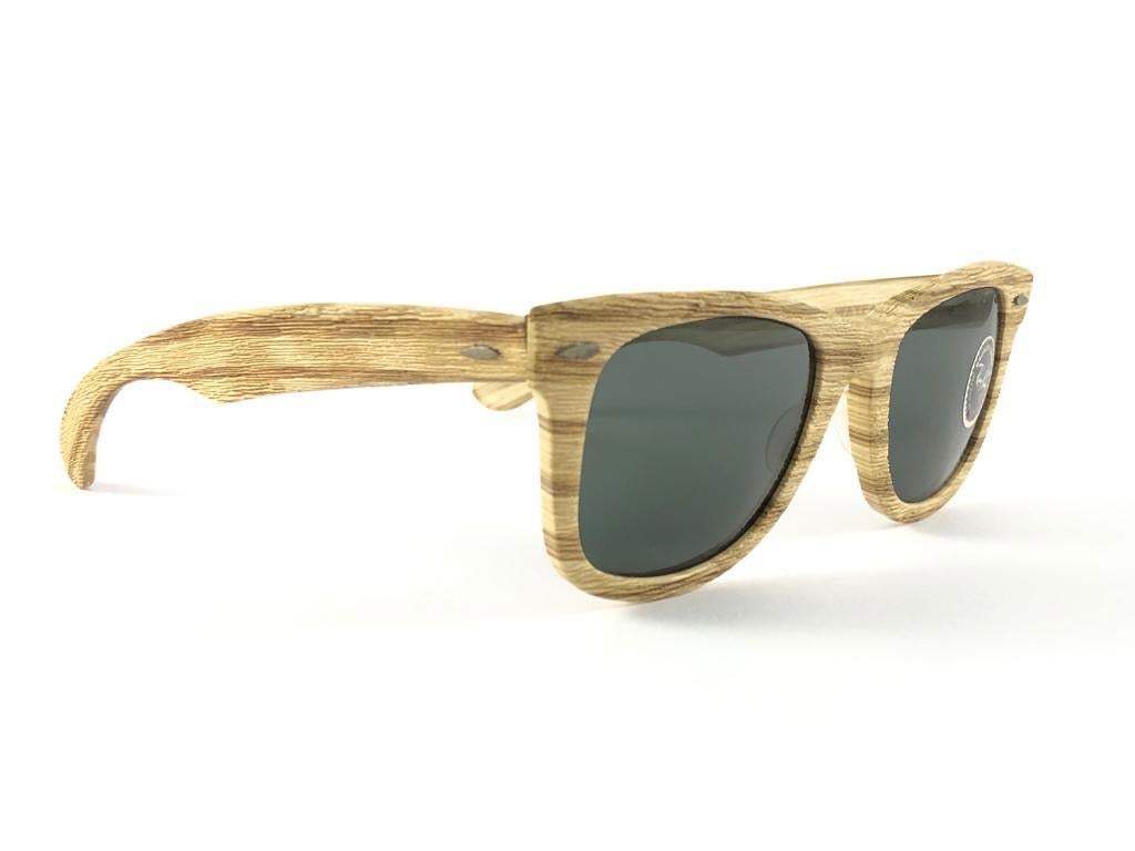 New Ray Ban The Wayfarer Woodies Driftwood Edition Collector USA 80's Sunglasses For Sale 3