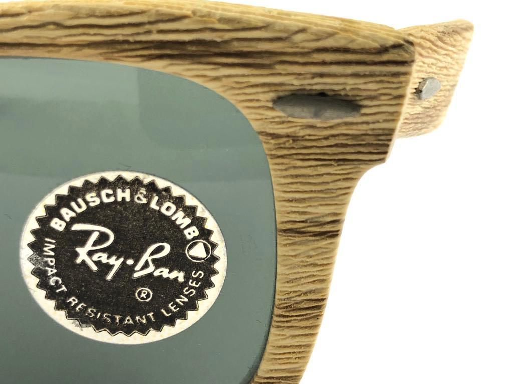 Brown New Ray Ban The Wayfarer Woodies Driftwood Edition Collector USA 80's Sunglasses For Sale
