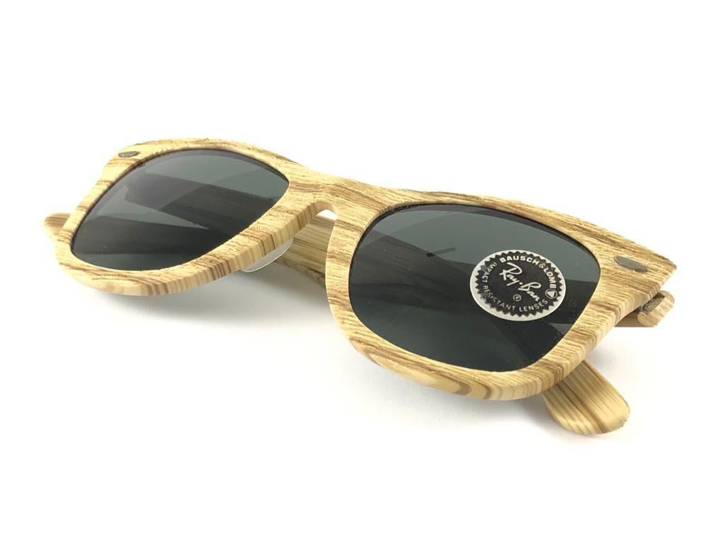 New Ray Ban The Wayfarer Woodies Driftwood Edition Collector USA 80's Sunglasses For Sale 1