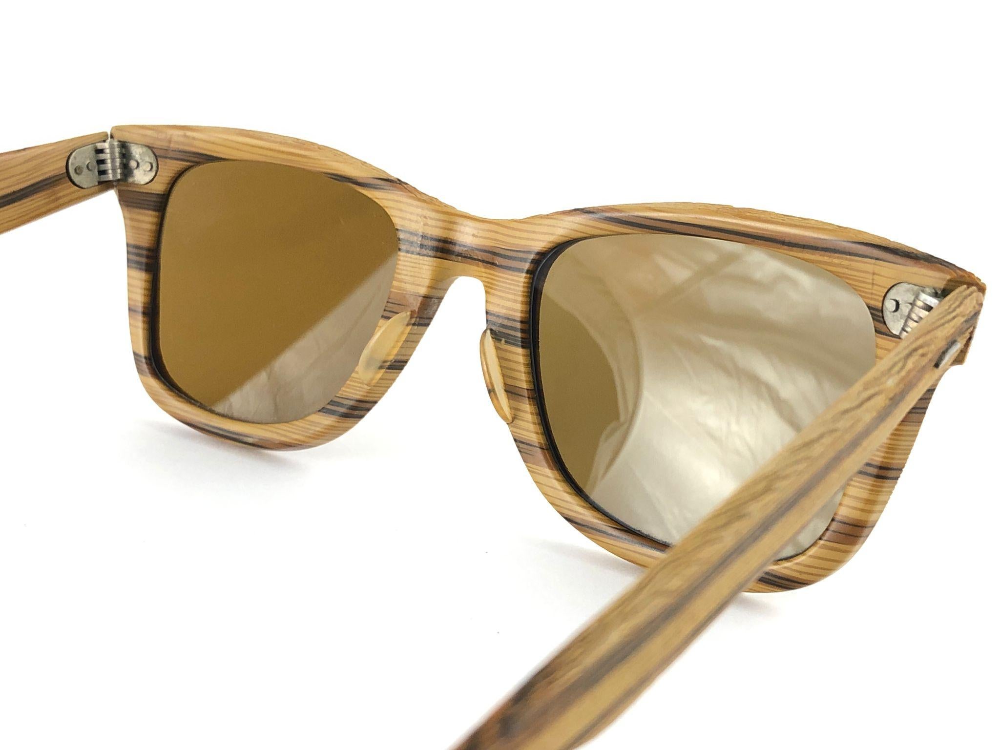 New Ray Ban The Wayfarer Woodies Teak Edition Collectors USA 80's Sunglasses 3