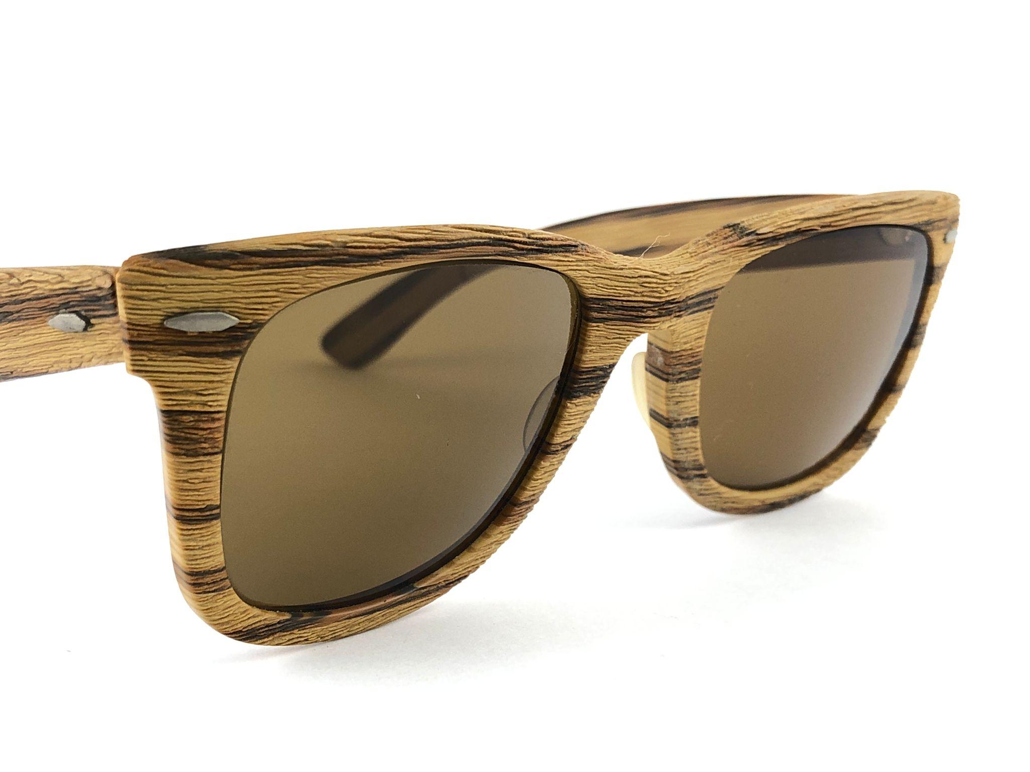 New Ray Ban The Wayfarer Woodies Teak Edition Collectors USA 80's Sunglasses 4
