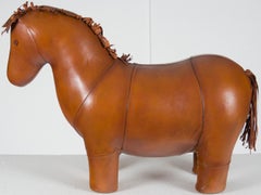 Real Leather Horse Pony Animal Footstool Ottoman