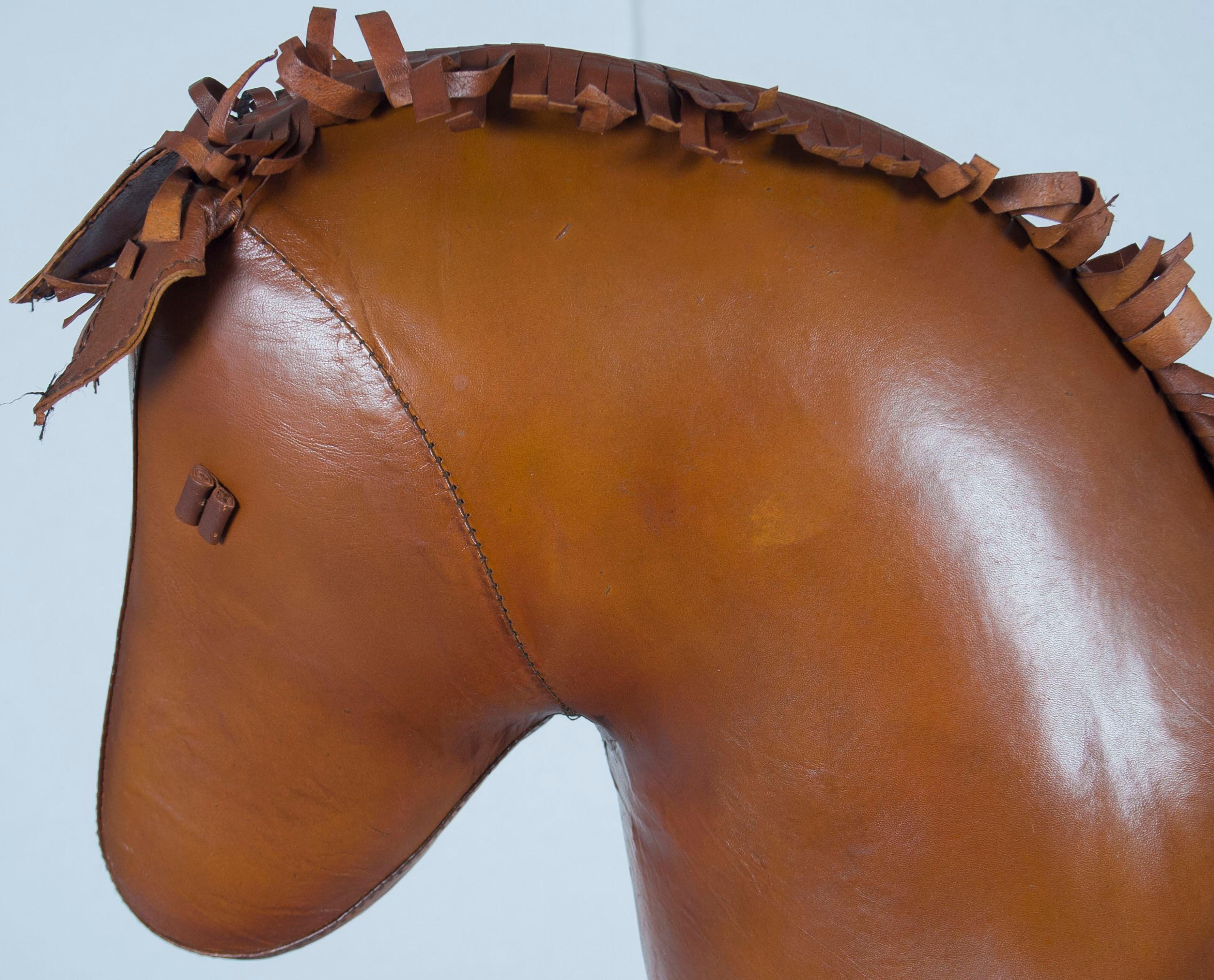 English Real Leather Horse Pony Animal Footstool Ottoman For Sale