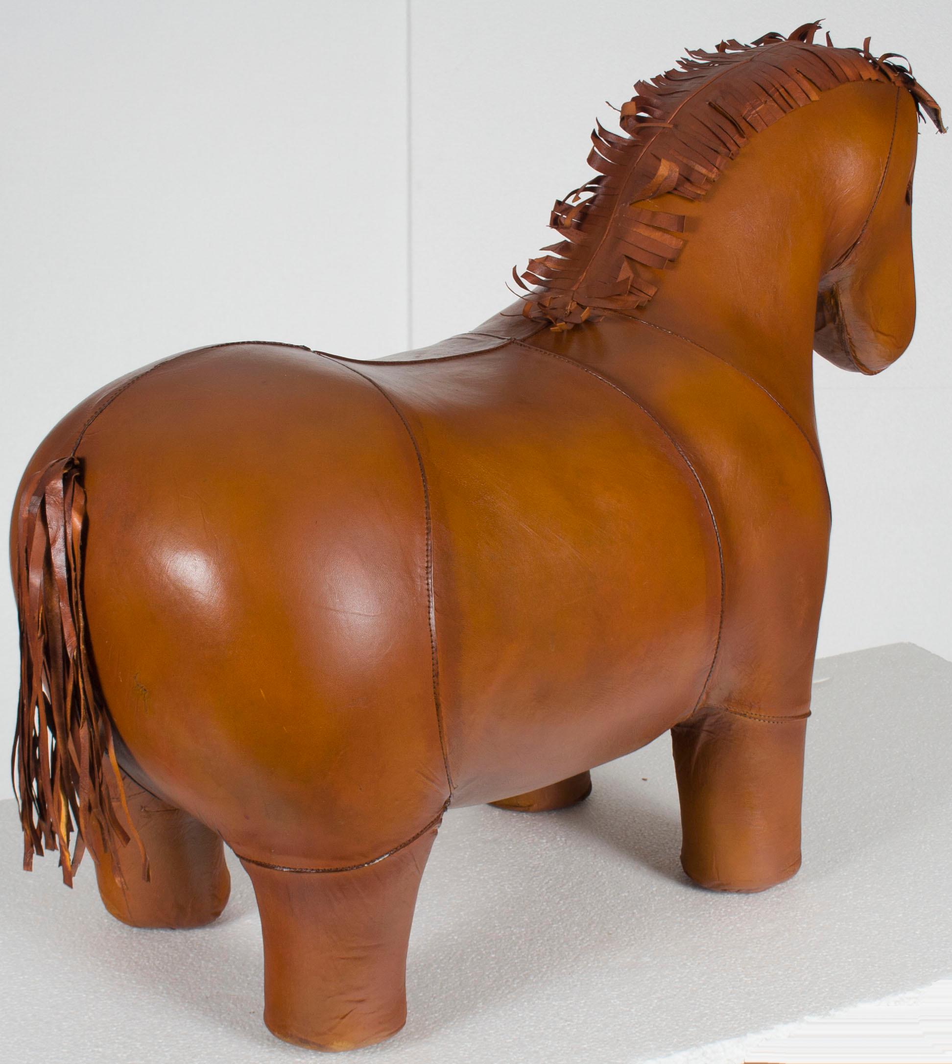 Contemporary Real Leather Horse Pony Animal Footstool Ottoman For Sale