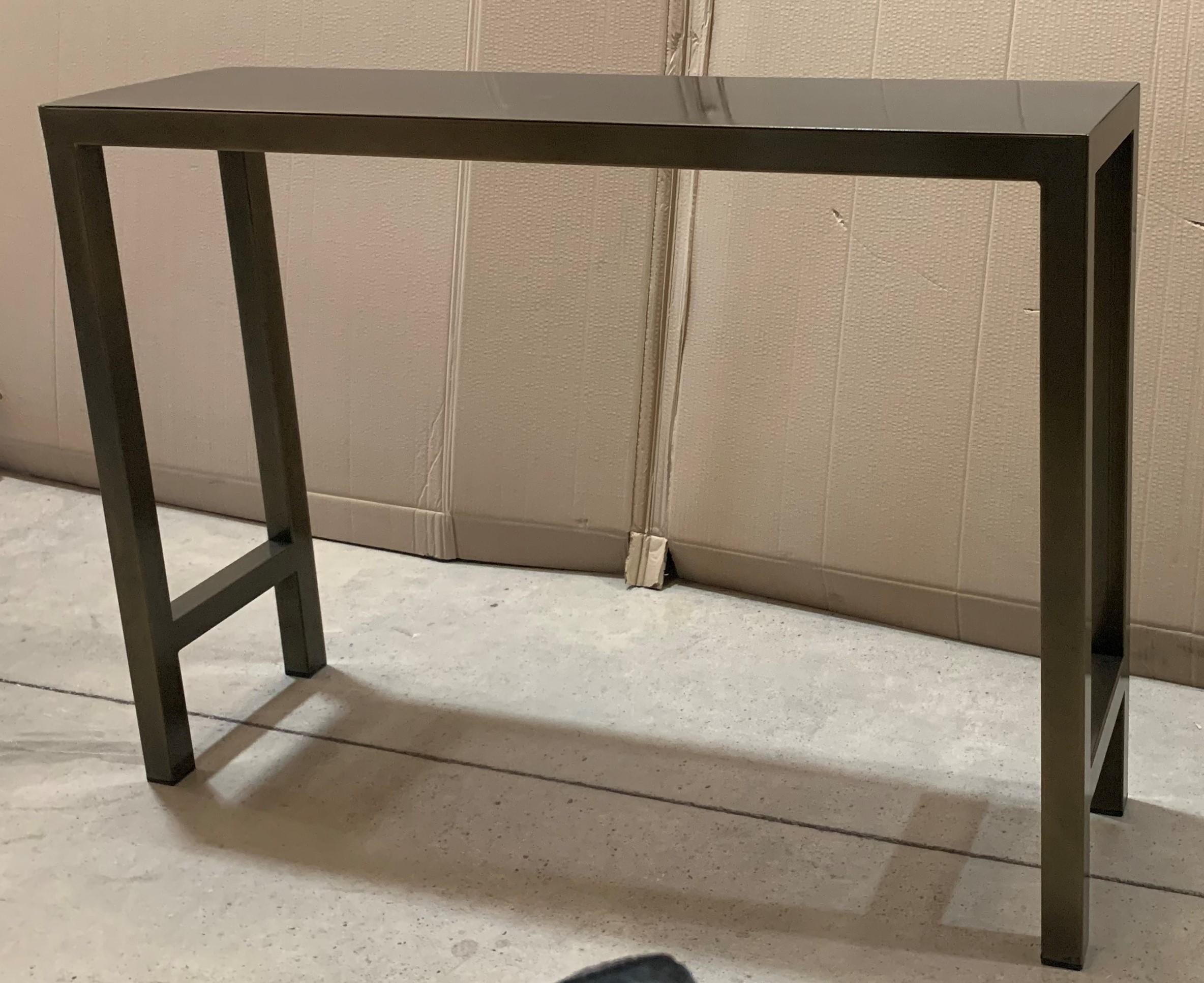 New Rectangular Gilded Iron Console Table with Metal Top In Excellent Condition In Miami, FL