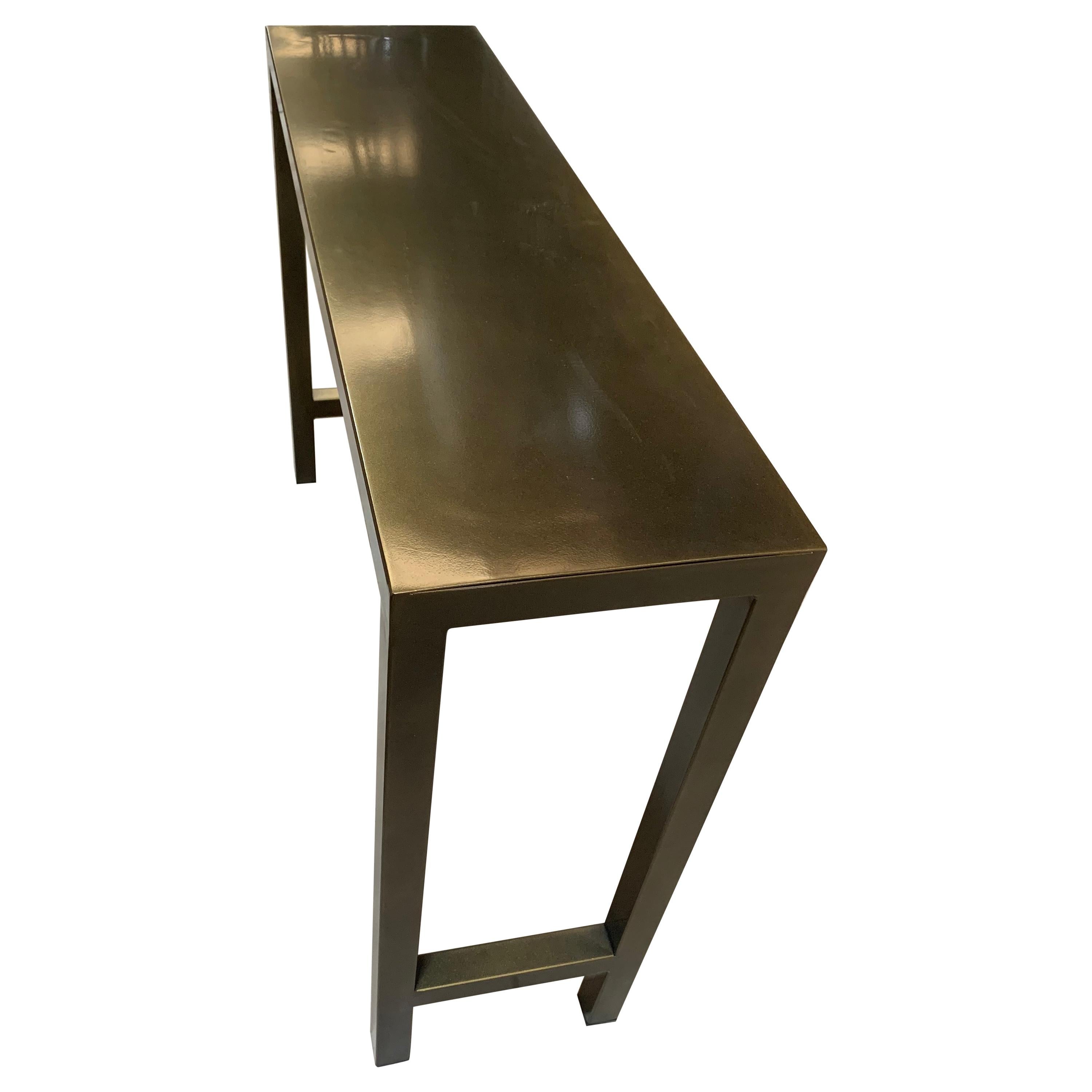 New Rectangular Gilded Iron Console Table with Metal Top
