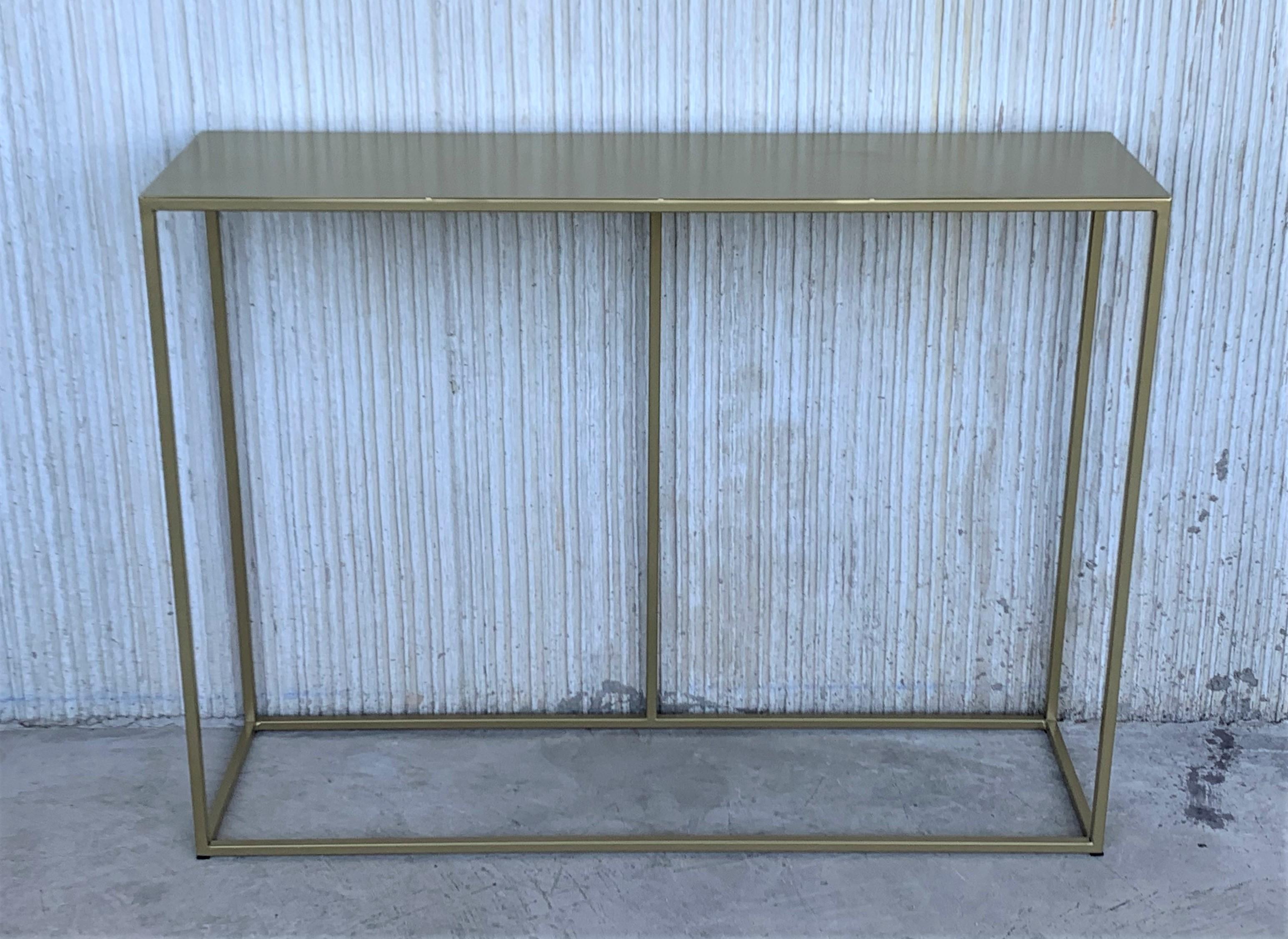 New Rectangullar Gilted Iron Console Table with Metal Top In Excellent Condition In Miami, FL