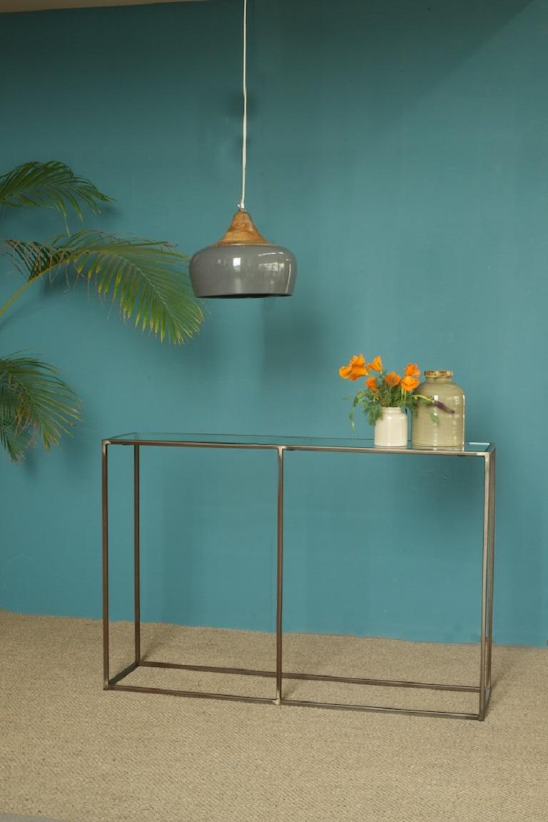 Spanish New Rectangullar Gilted Iron Console Table with Metal Top For Sale