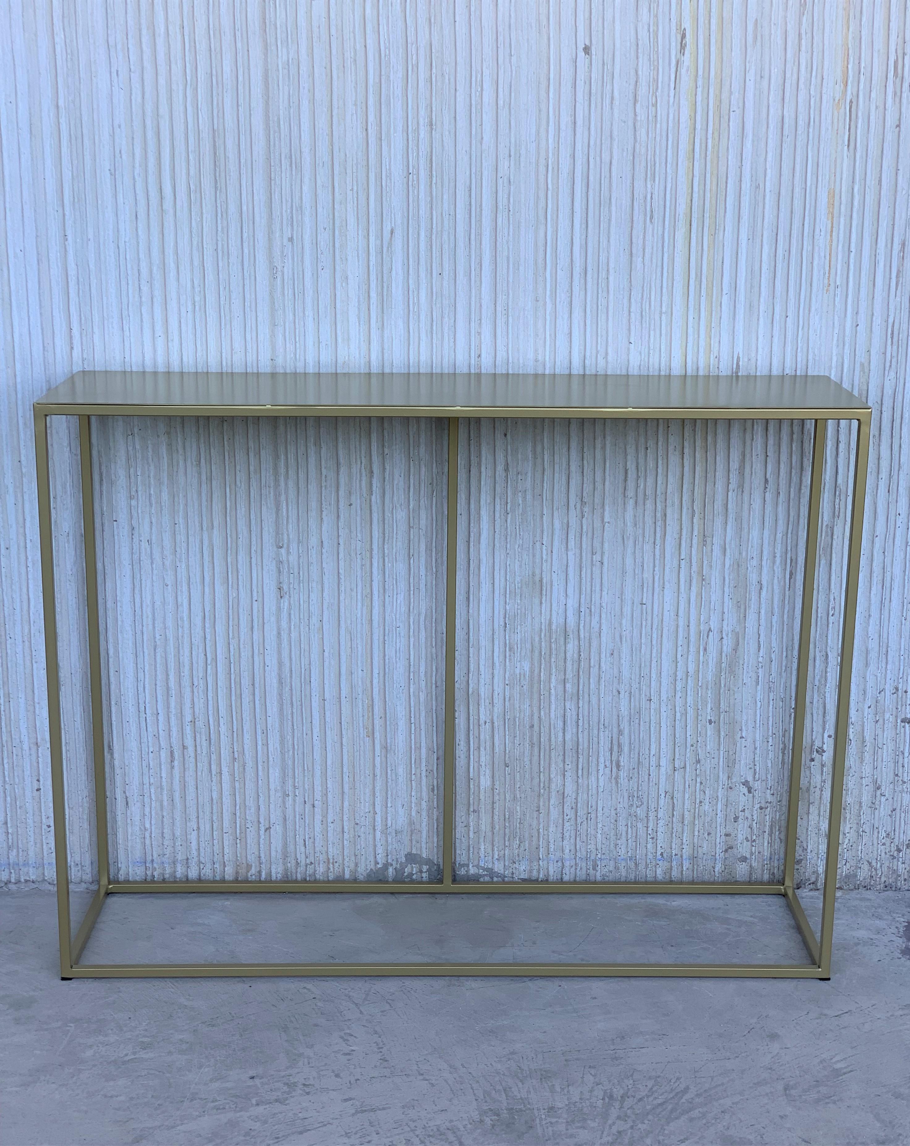 New Rectangullar Gilted Iron Console Table with Metal Top In Excellent Condition For Sale In Miami, FL