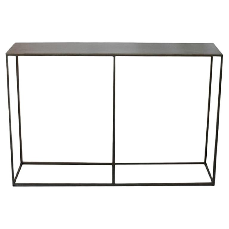 Rectangullar Gilted Iron Console Table, Mill Mini Console Table White