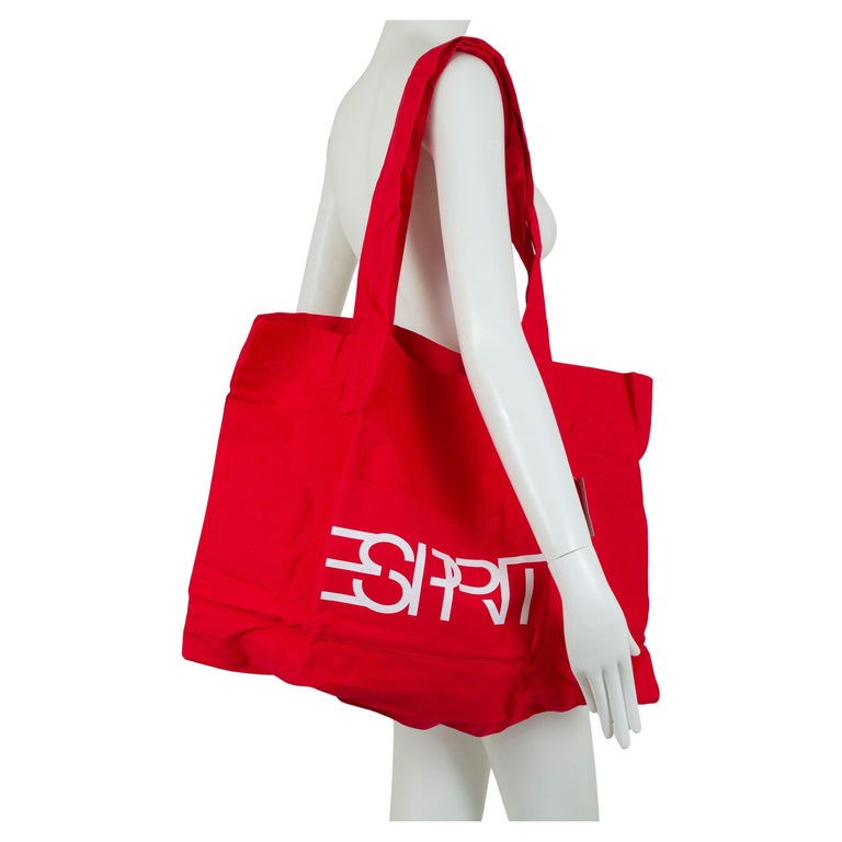 New Red Esprit de Corps Oversize Canvas Shoulder Tote Bag, 22