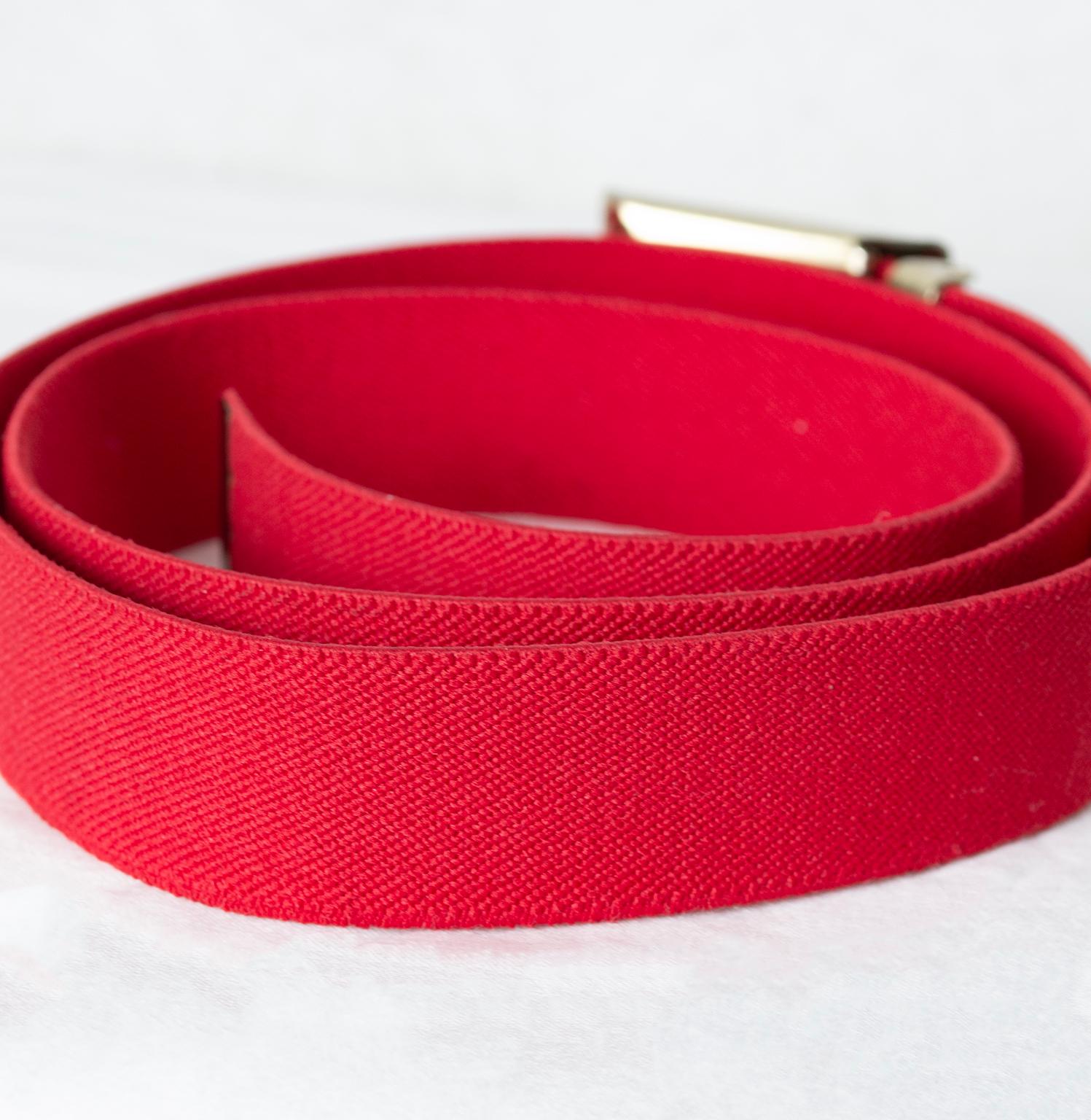 New Red Izod Lacoste Stretch Belt with Alligator Logo Buckle – Adjustable, 1960s In New Condition In Tucson, AZ