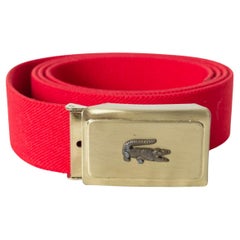 New Red Izod Lacoste Stretch Belt with Alligator Logo Buckle – Adjustable, 1960s
