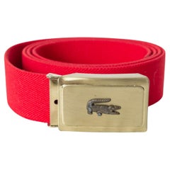 Vintage New Red Izod Lacoste Stretch Belt with Alligator Logo Buckle – Adjustable, 1960s