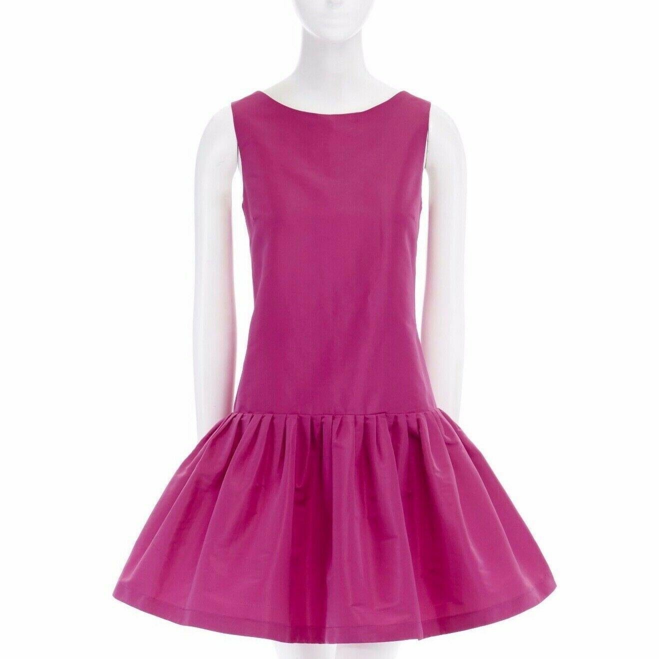 Pink new RED VALENTINO fuschia pink pleated flared skirt cocktail dress IT42 M