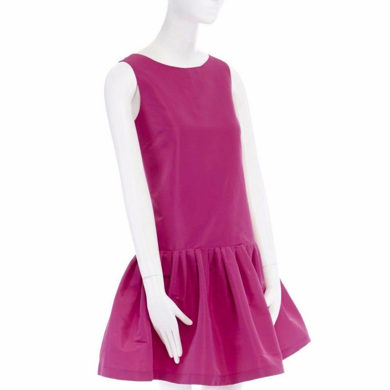 Women's new RED VALENTINO fuschia pink pleated flared skirt cocktail dress IT42 M