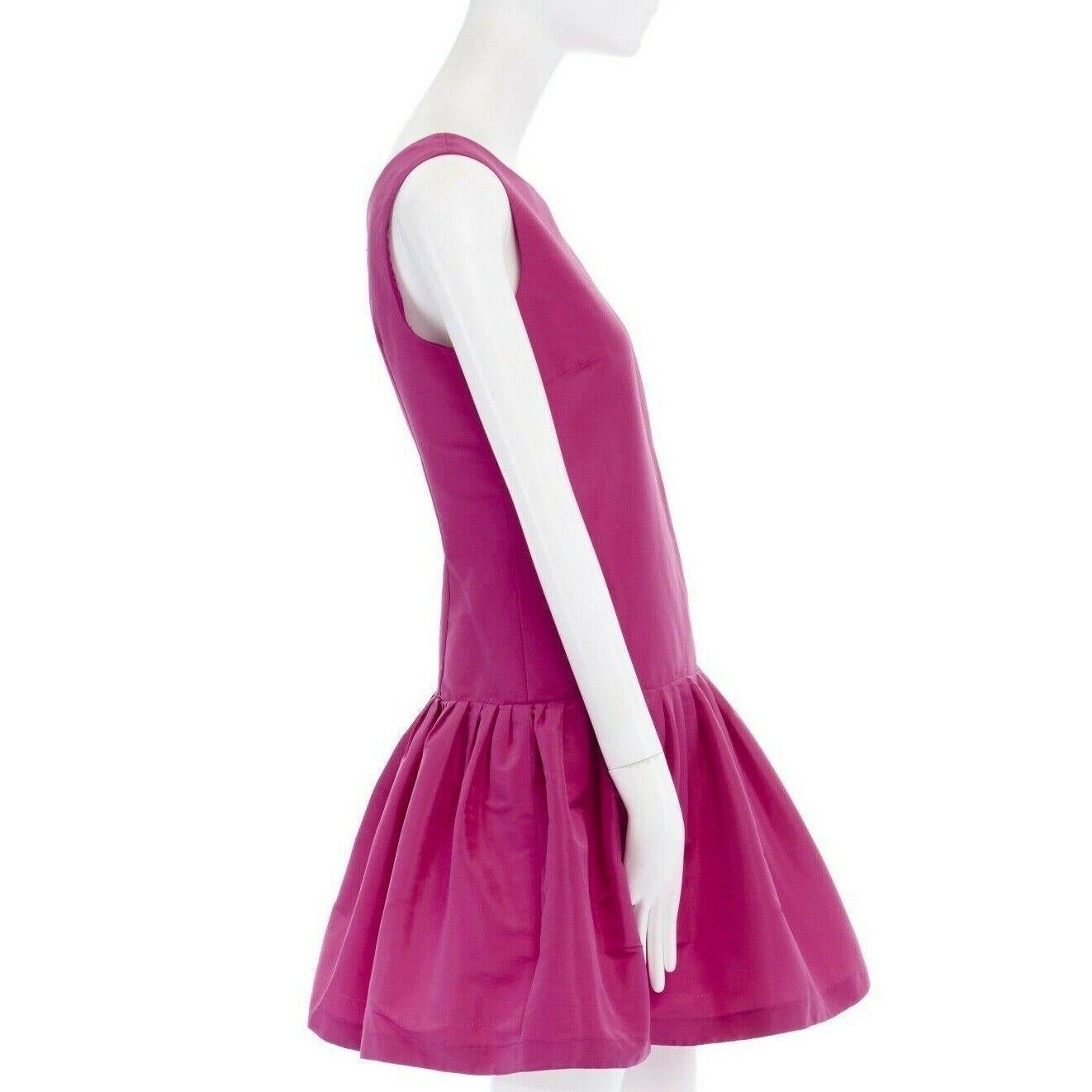 new RED VALENTINO fuschia pink pleated flared skirt cocktail dress IT42 M 1