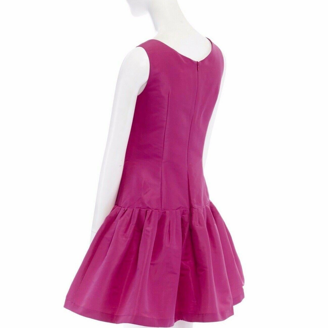new RED VALENTINO fuschia pink pleated flared skirt cocktail dress IT42 M 2