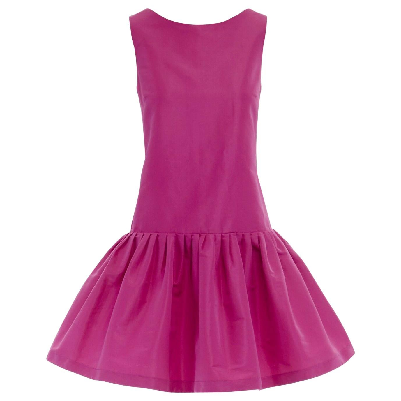 new RED VALENTINO fuschia pink pleated flared skirt cocktail dress IT42 M
