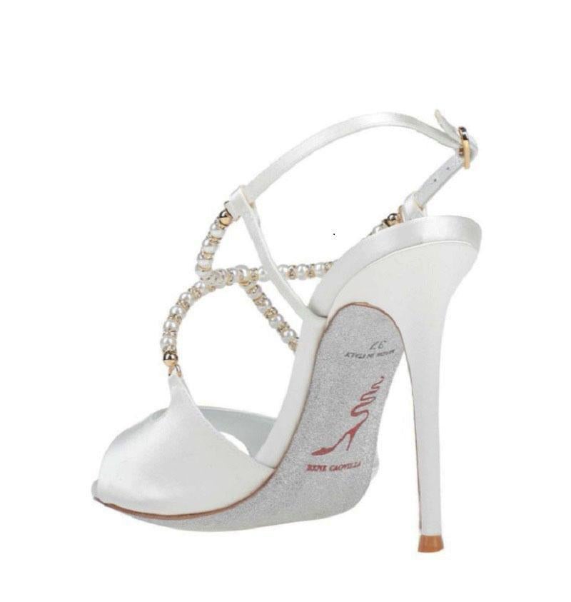 rene caovilla white heels