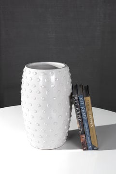 New Reng, Boru, Off-White Glazed Terracotta Vase with Dot Pattern