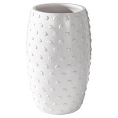 New Reng, Boru, Off-White Glazed Terracotta Vase with Dot Pattern