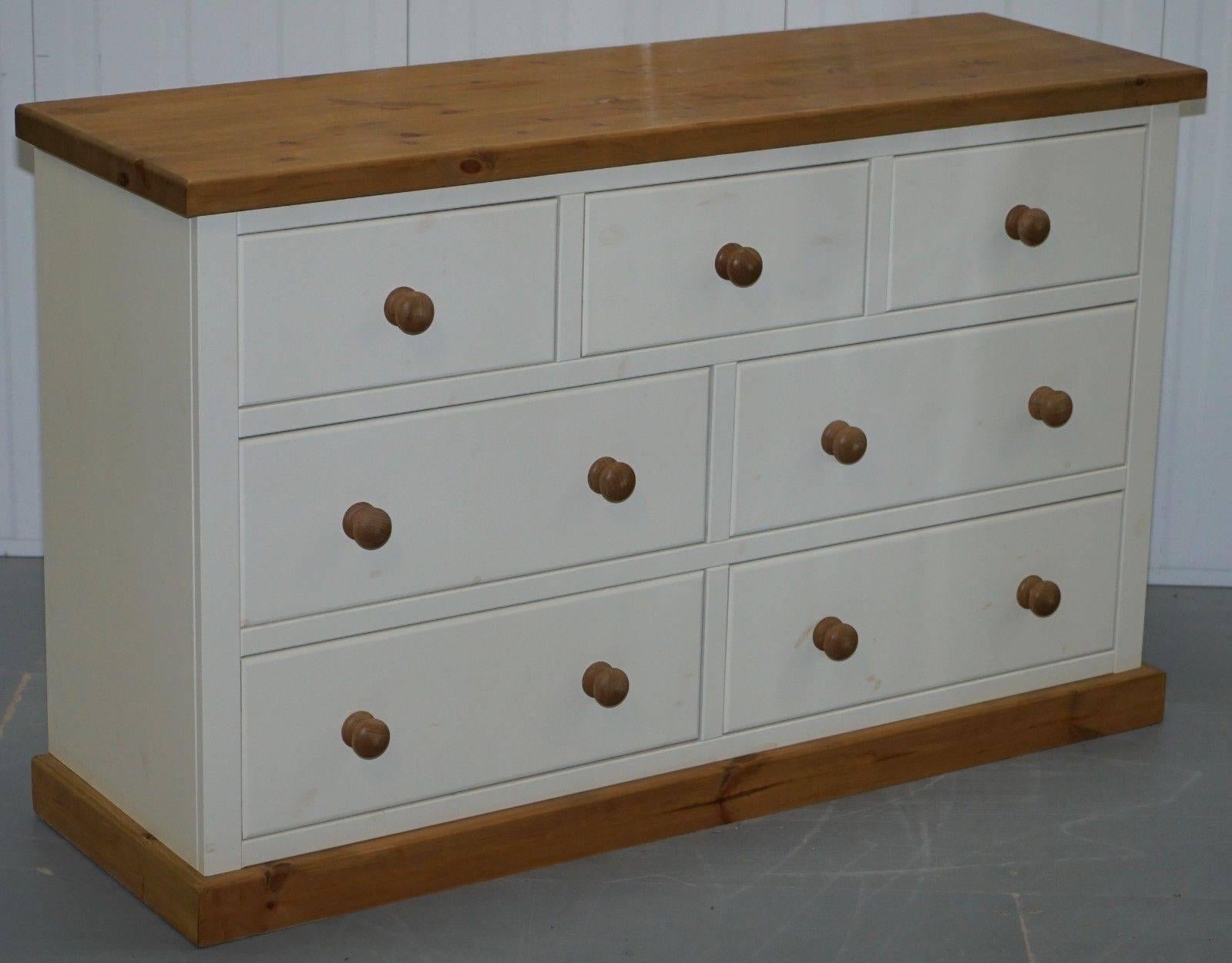 Modern New Restored Solid Handcrafted Pine Bank / Chest of Drawers Sideboard Farmouse
