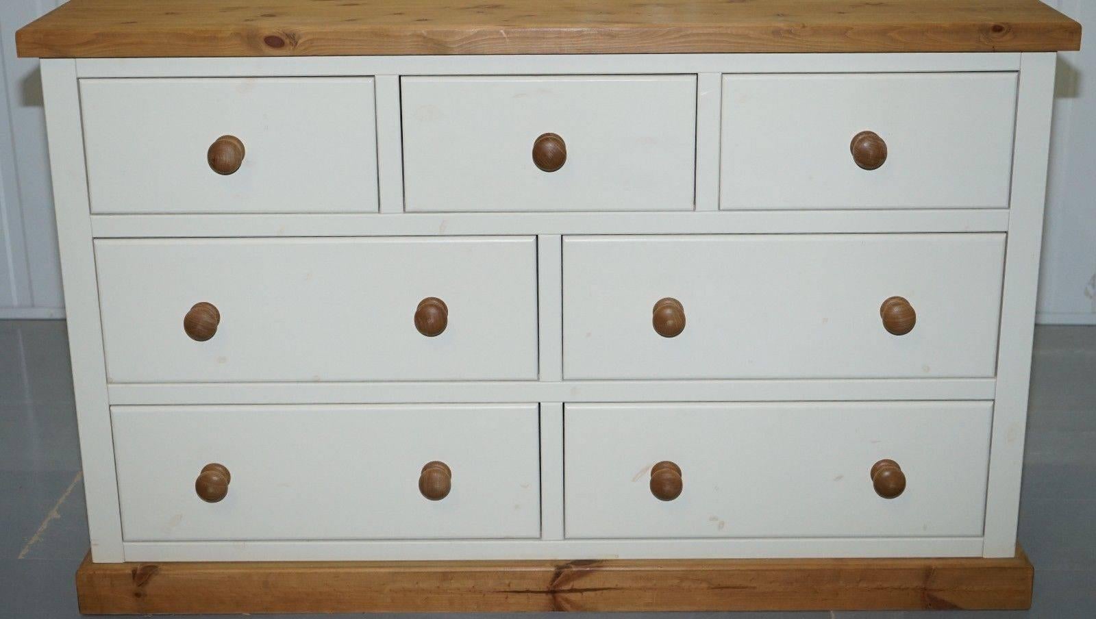 New Restored Solid Handcrafted Pine Bank / Chest of Drawers Sideboard Farmouse 3
