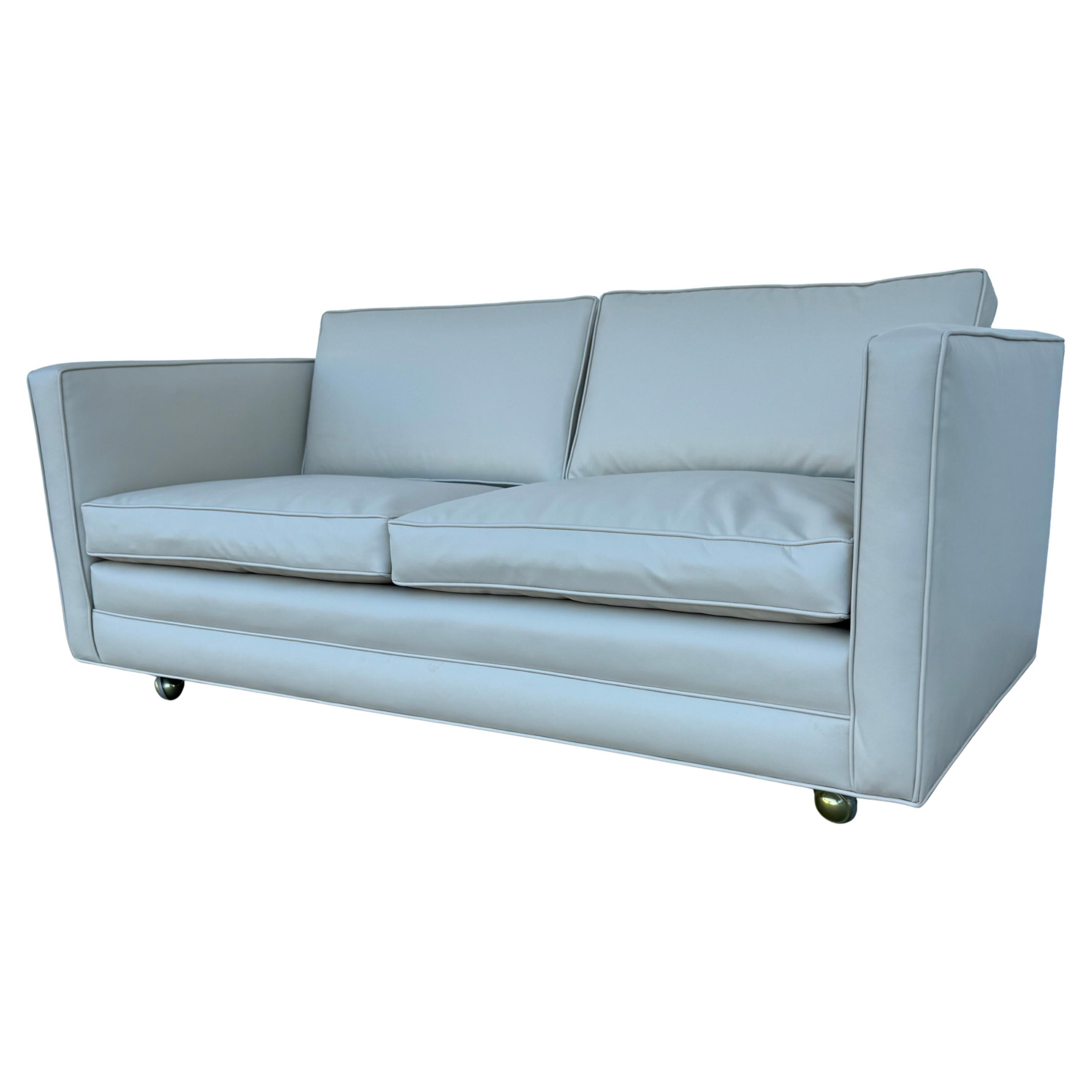 Mid-Century Modern New Reupholstered Dunbar Tuxedo Loveseat in Ultra Fabric 66.5