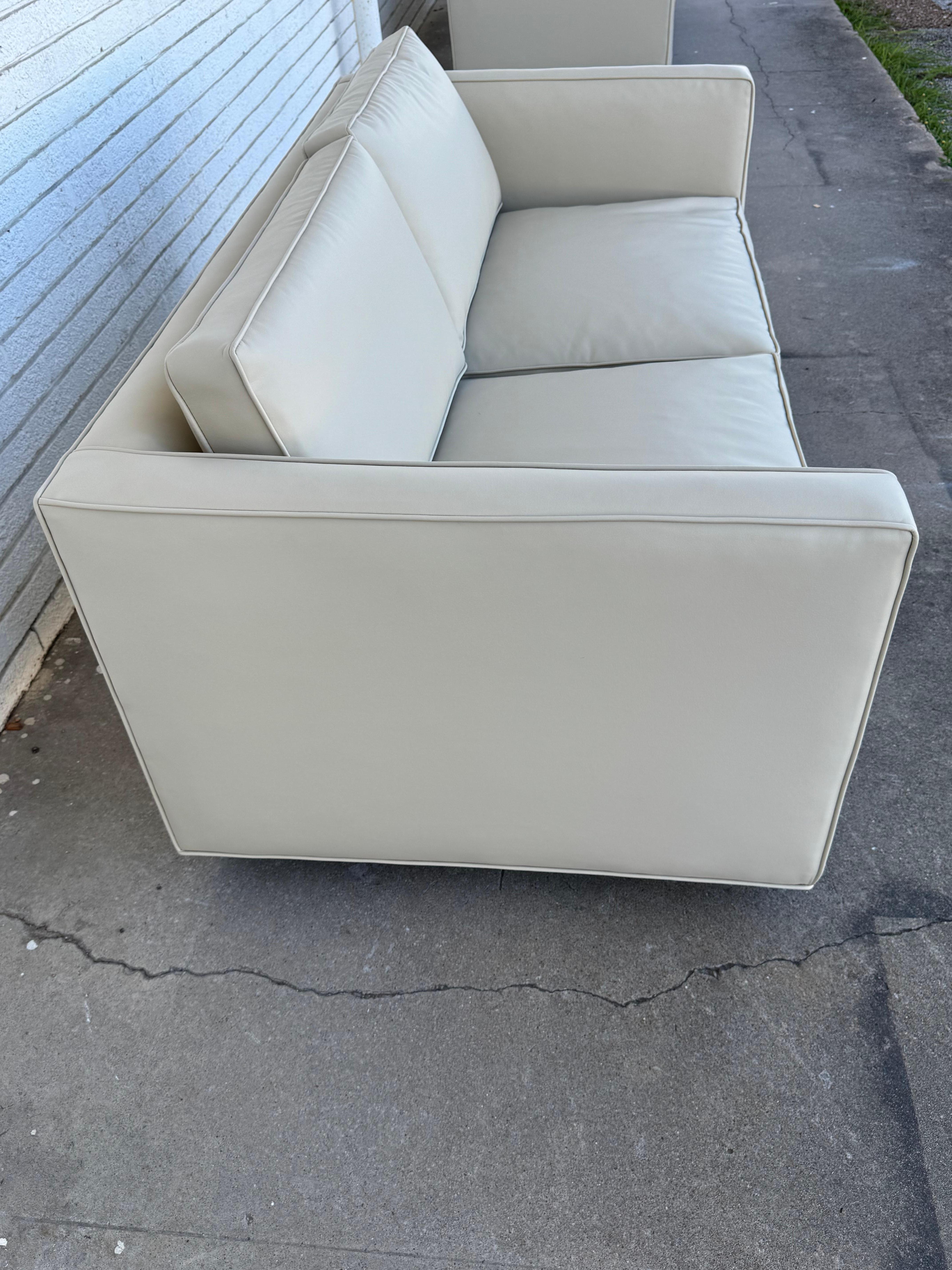 20th Century New Reupholstered Dunbar Tuxedo Loveseat in Ultra Fabric 66.5