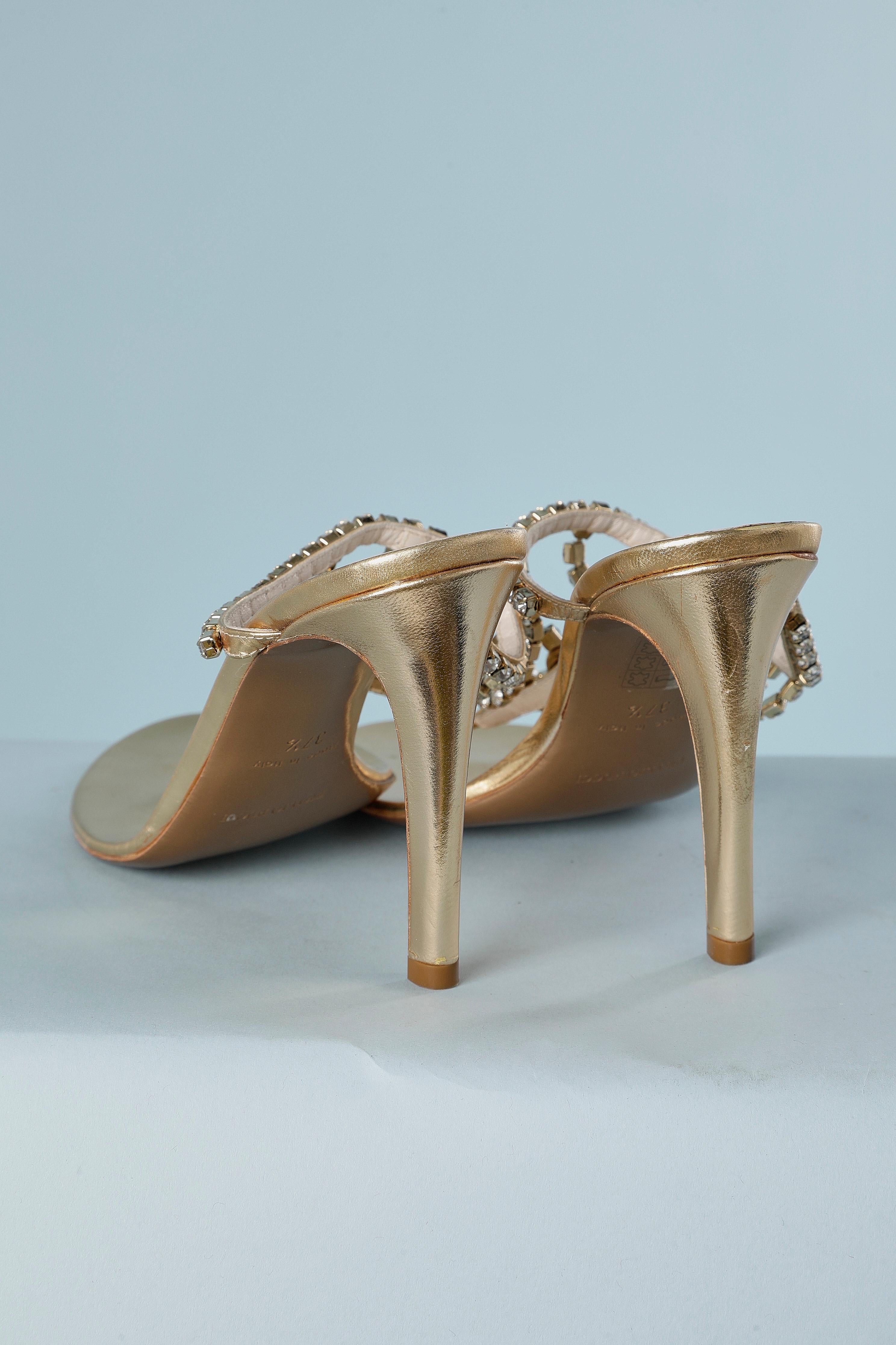Brown NEW Rhinestone and pearls sandals with high heels Emilio Pucci  For Sale