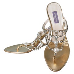 NUEVO Sandalias de pedrería y perlas con tacón Emilio Pucci